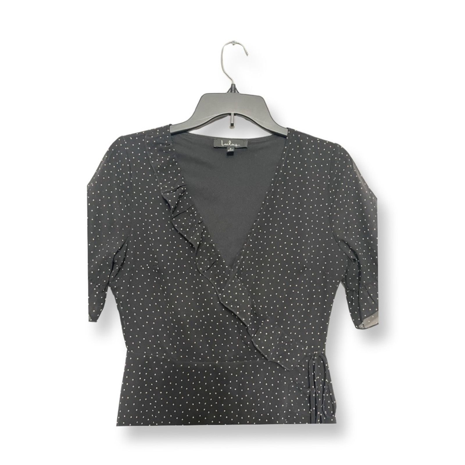 Other Lulus Mini Dress Polka Dot Print Ruffle Black/White W S NWOT Size S / US 4 / IT 40 - 3 Thumbnail