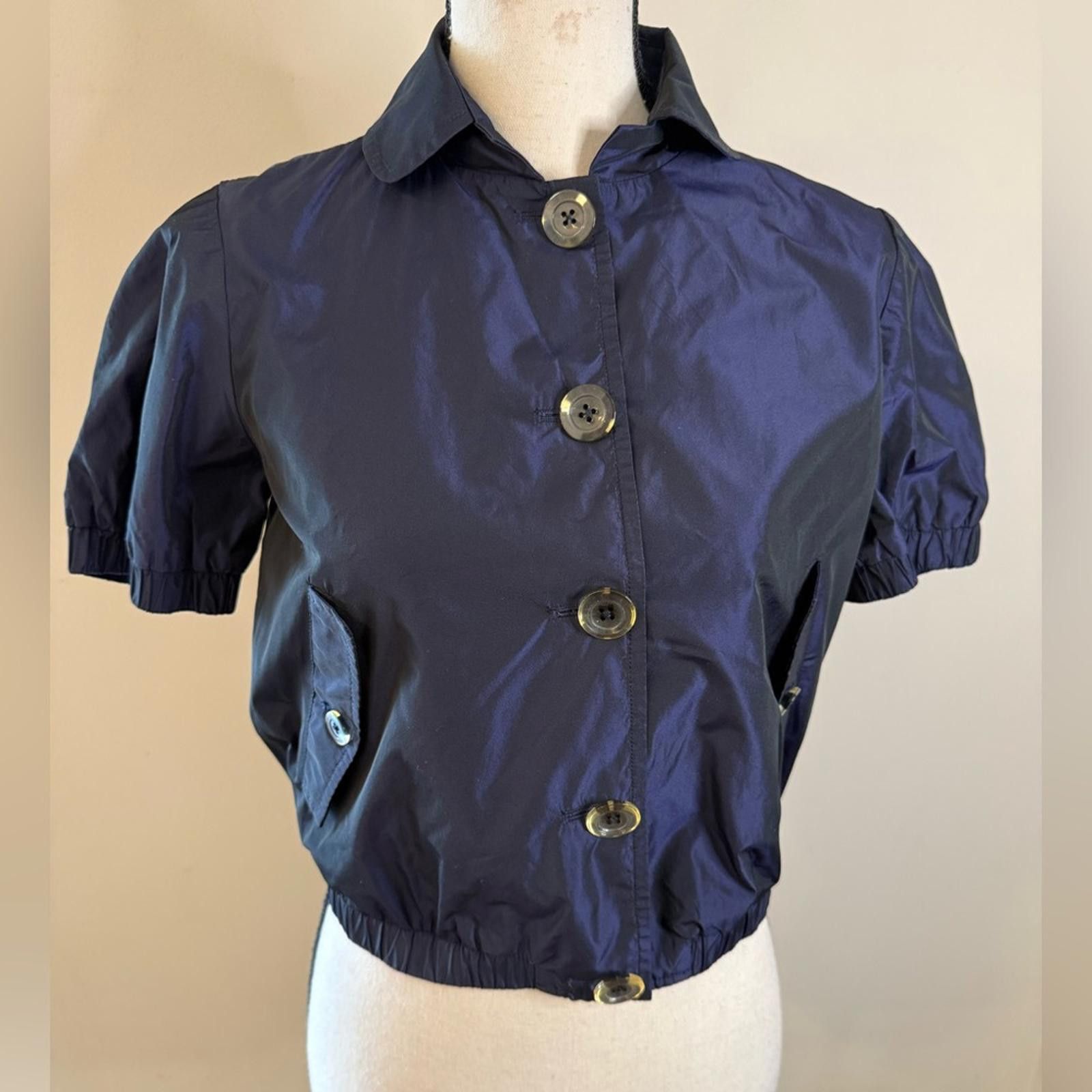 Other Adampluseve blue jacket cropped button front short sleeves Size S / US 4 / IT 40 - 1 Thumbnail