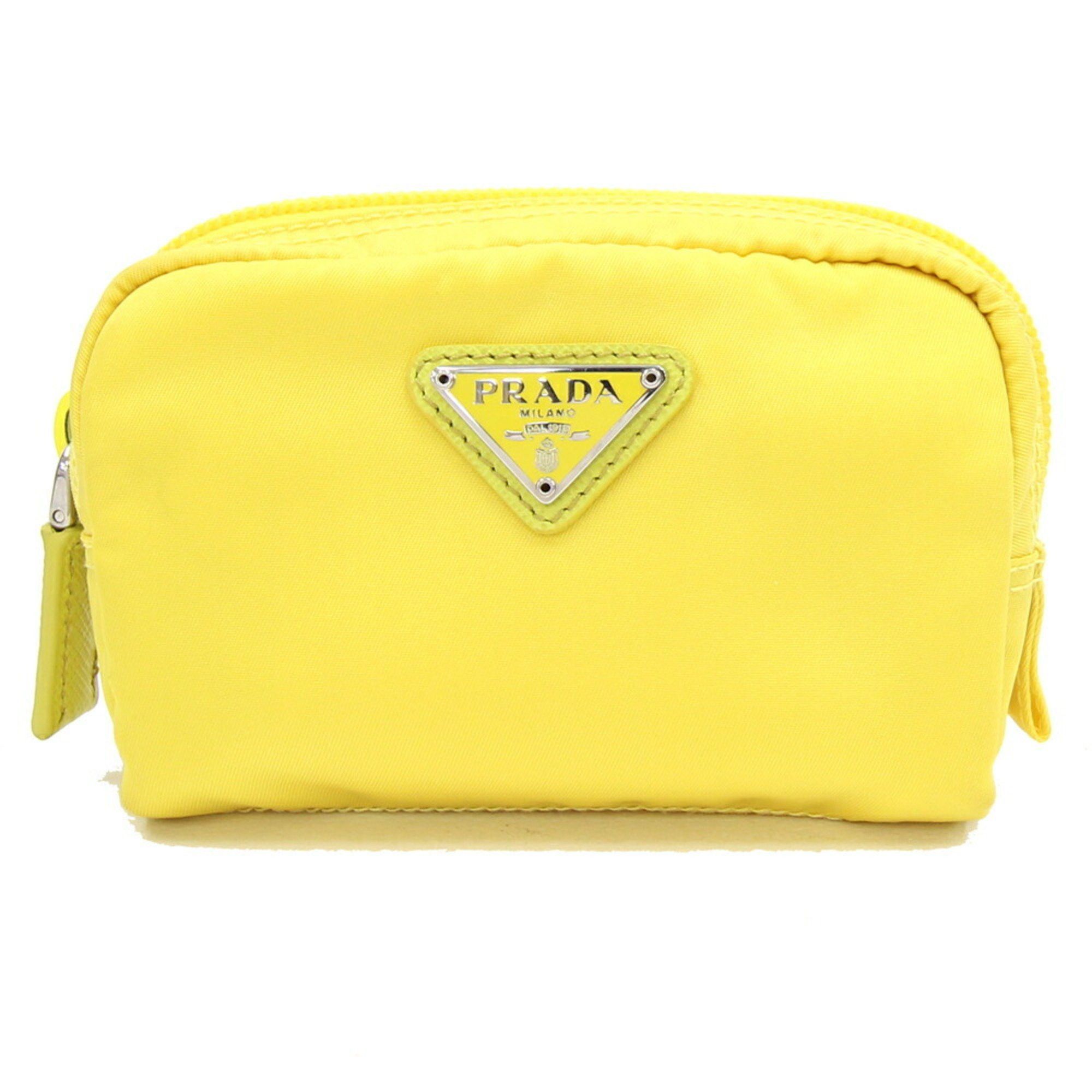 image of Prada Pouch 1Na339 Yellow Nylon Leather For Women Prada