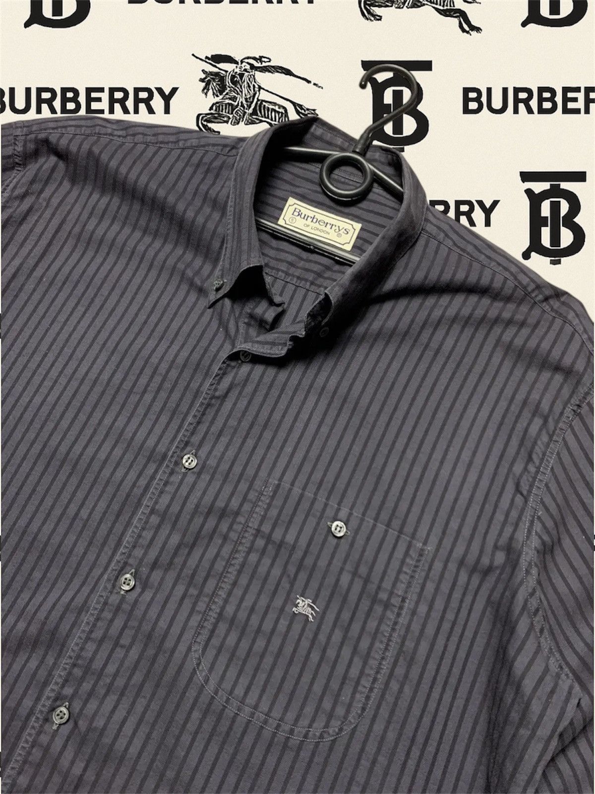 Burberry Vintage Burberry's shirt longsleeve striped rare logo XL Size US XL / EU 56 / 4 - 1 Thumbnail