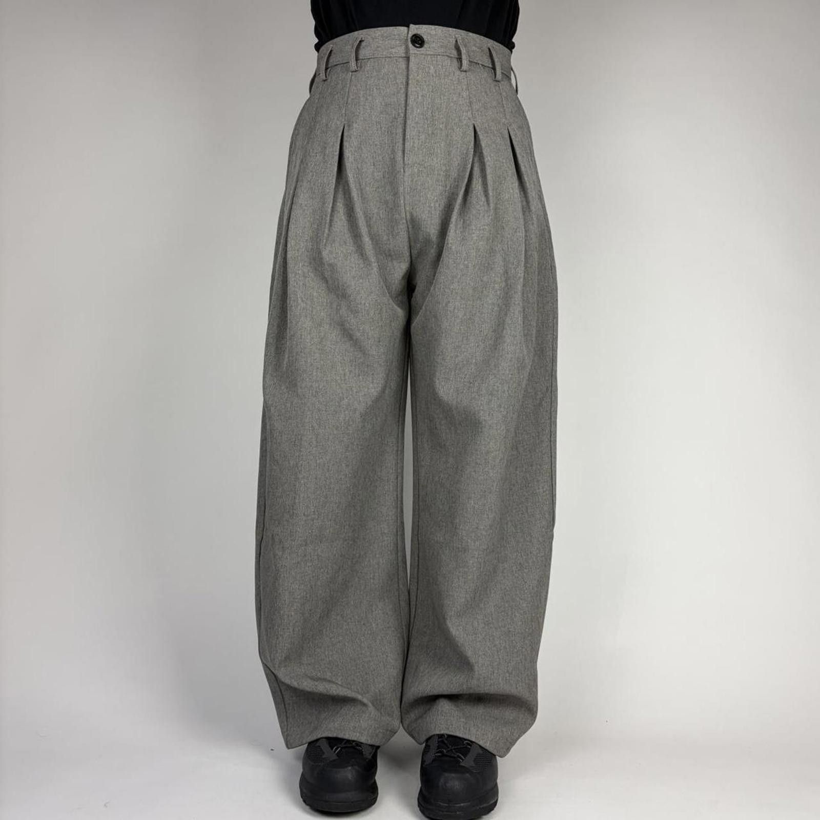 Other Taupe Textured Wide Leg Pleated Trousers Size US 33 - 1 Thumbnail
