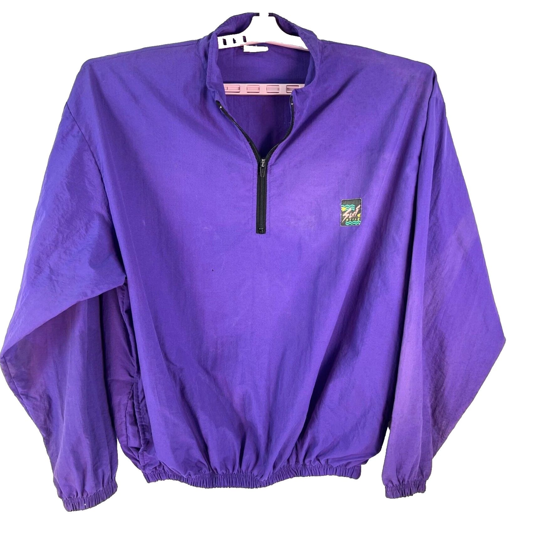 Vintage Surf Style Mens Jacket One Size Purple 1/4 Zip Stand-Up Collar Softshell Nylon Pullover Basic Jacket Casual Solid Vintage No Size US M / EU 48-50 / 2 - 2 Thumbnail
