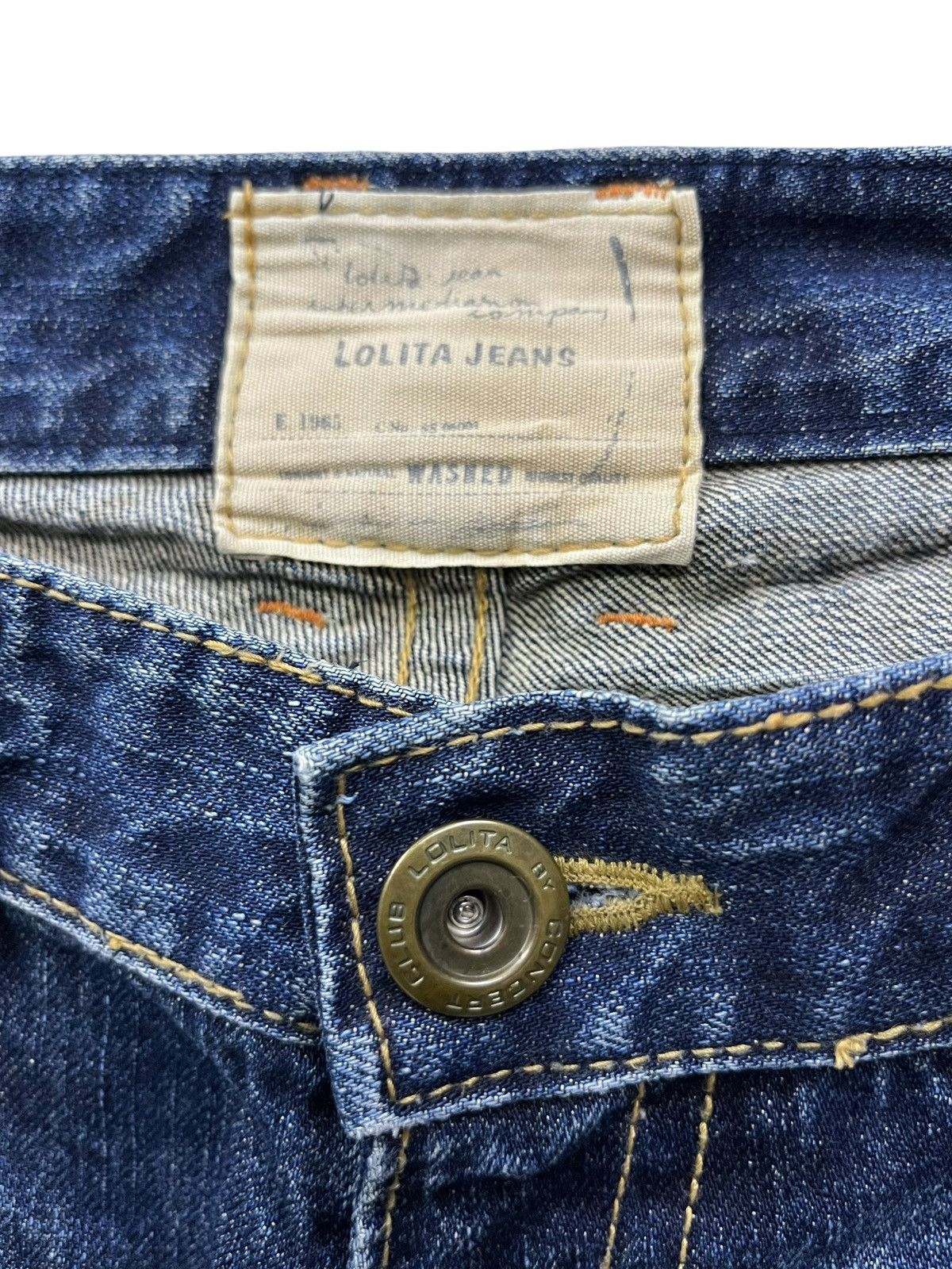 Lolita Jeans 💀Ultra Rare Lolita Skull Grunge Washed Whisker Denim 31 Size US 31 - 9 Thumbnail
