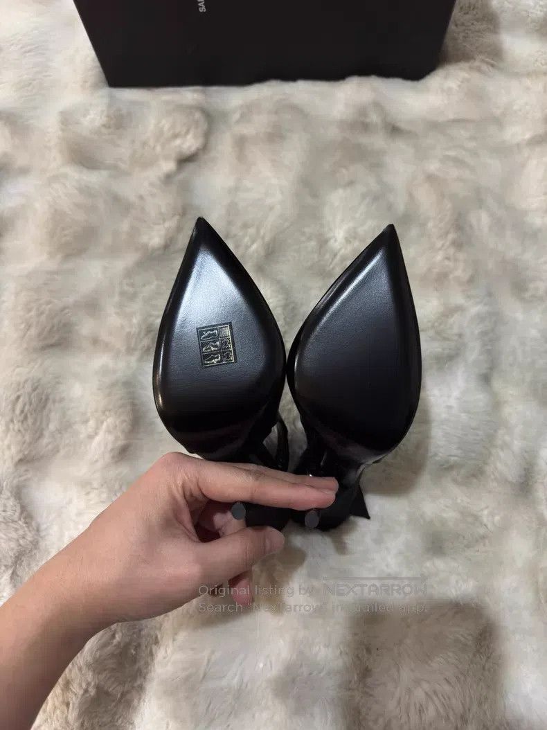 Saint Laurent Paris Saint Laurent Paris Black Satin Crystal Rhinestone High He Size US 5.5 / IT 35.5 - 6 Thumbnail