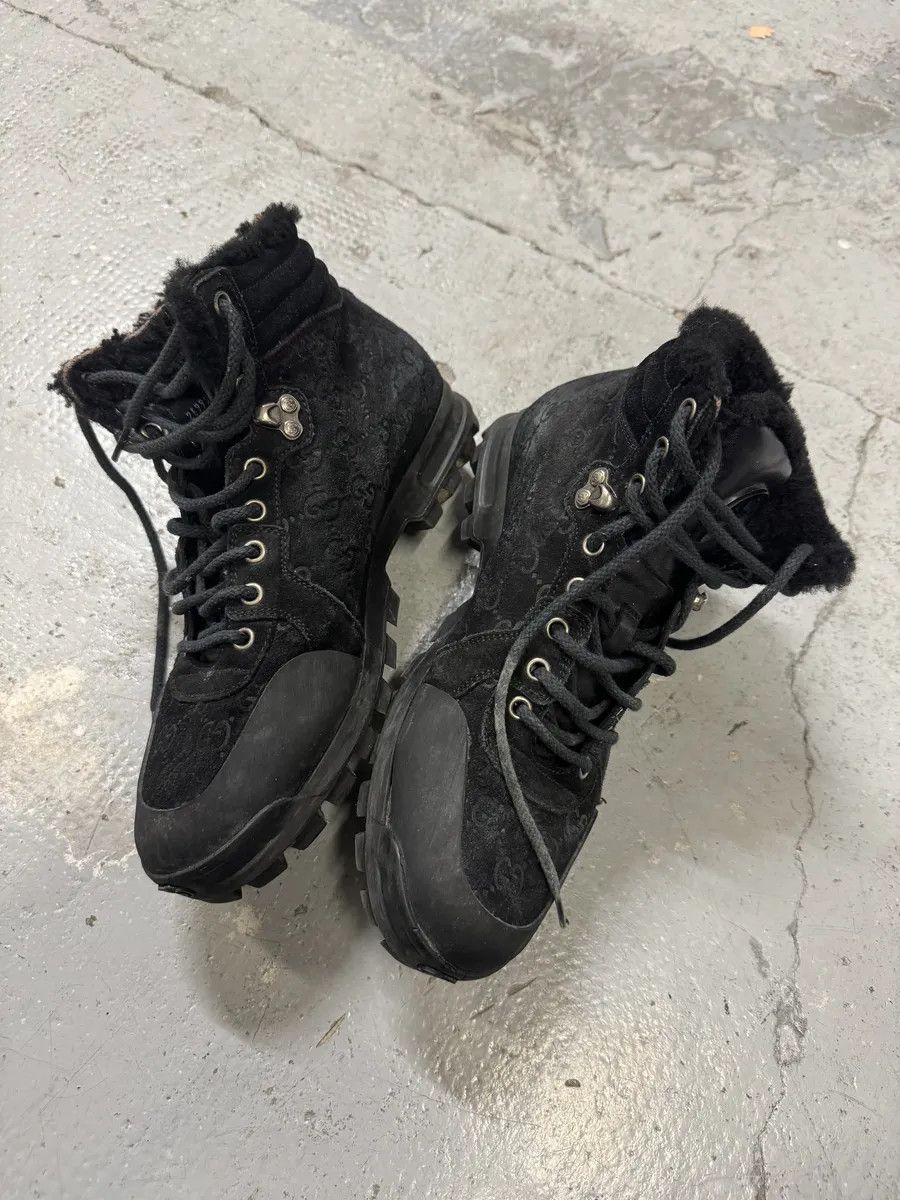 Gucci Gucci Nebraska Black Suede Fur Leather Boots Size US 7.5 / IT 37.5 - 5 Thumbnail