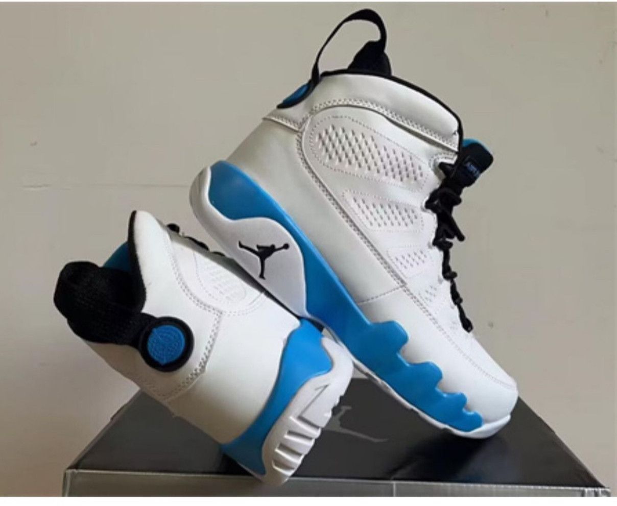 image of Nba Retro 9 Shoes in Powder Blue White, Men's (Size 8.5)