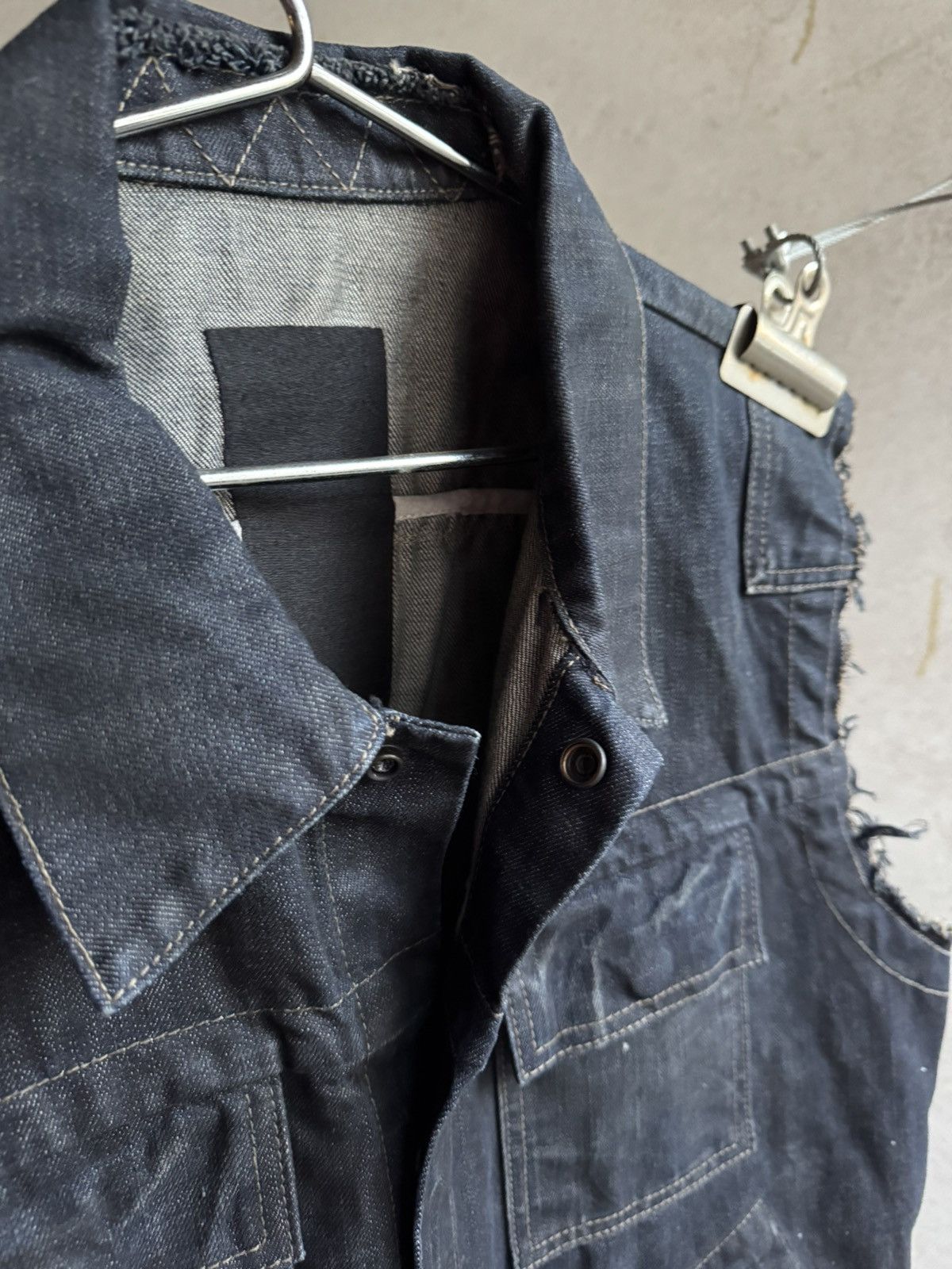 Rick Owens SLAB sample dirty oil waxed sleeveless denim vest