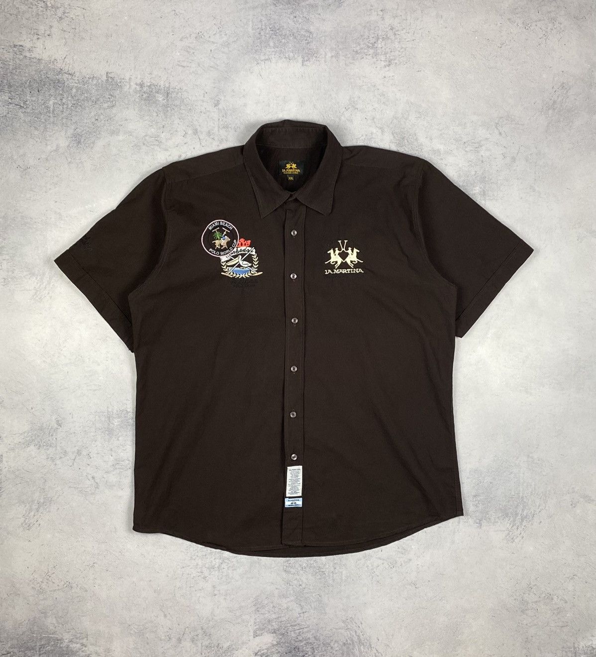 La Martina La Martina Brown Short Sleeve Button Up Luxury Shirt Size US XXL / EU 58 / 5 - 2 Thumbnail