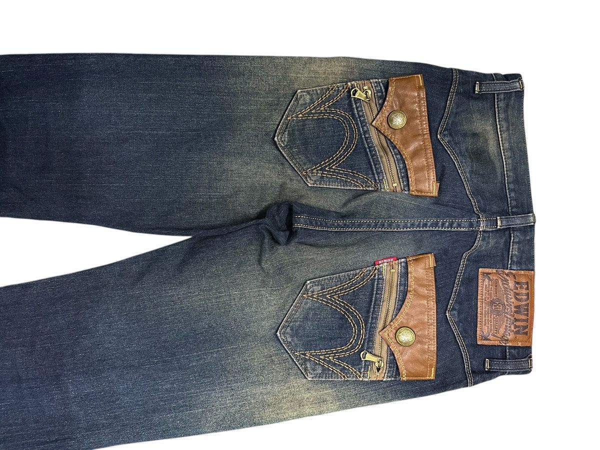 Kapital 💥Edwin💥 Distress Denim Exclusive Vintage Zipper Rare Pocket💥 Size US 32 / EU 48 - 3 Thumbnail