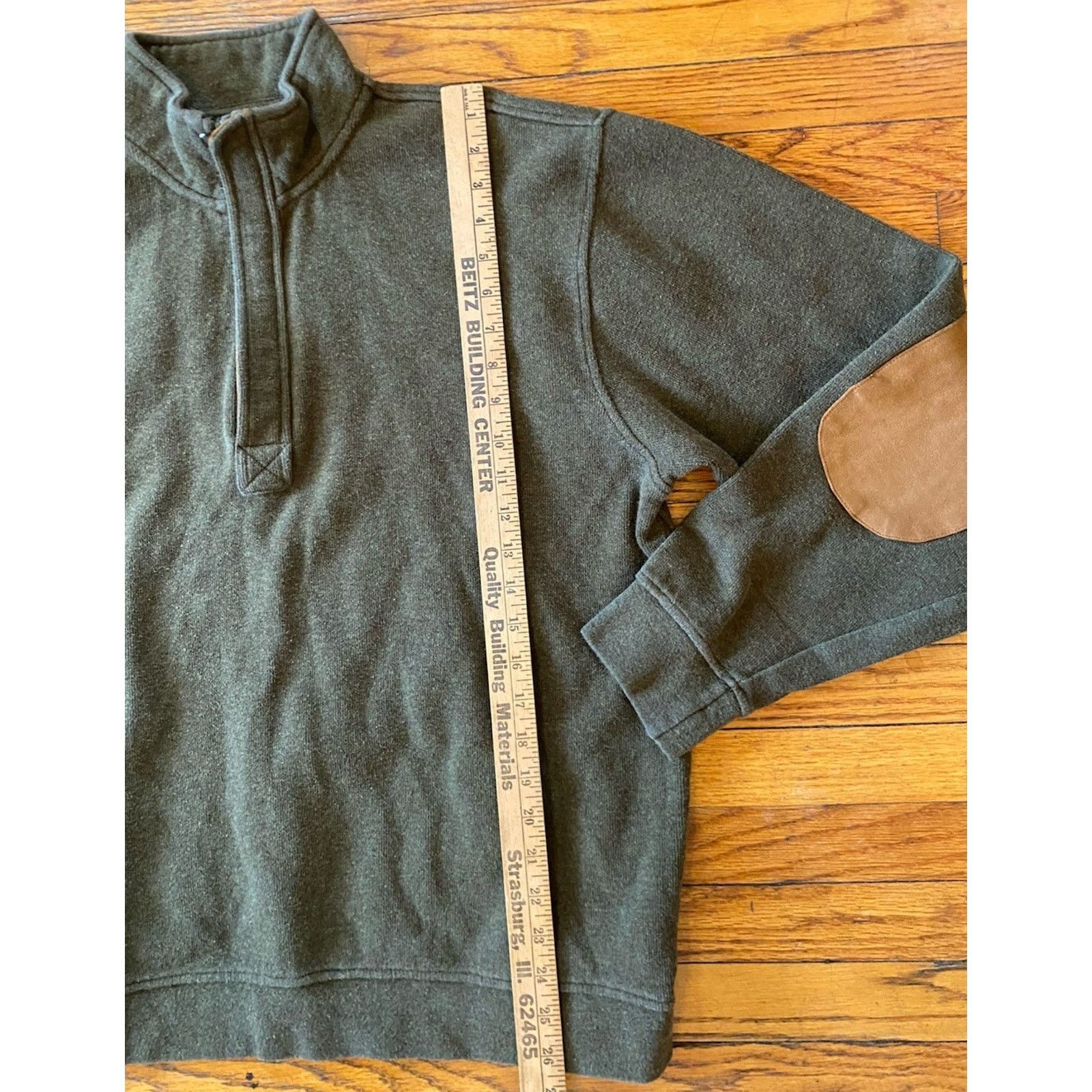 Orvis Men's Orvis Quarter Zip Sweatshirt Green L Elbow Patches Size US L / EU 52-54 / 3 - 4 Thumbnail
