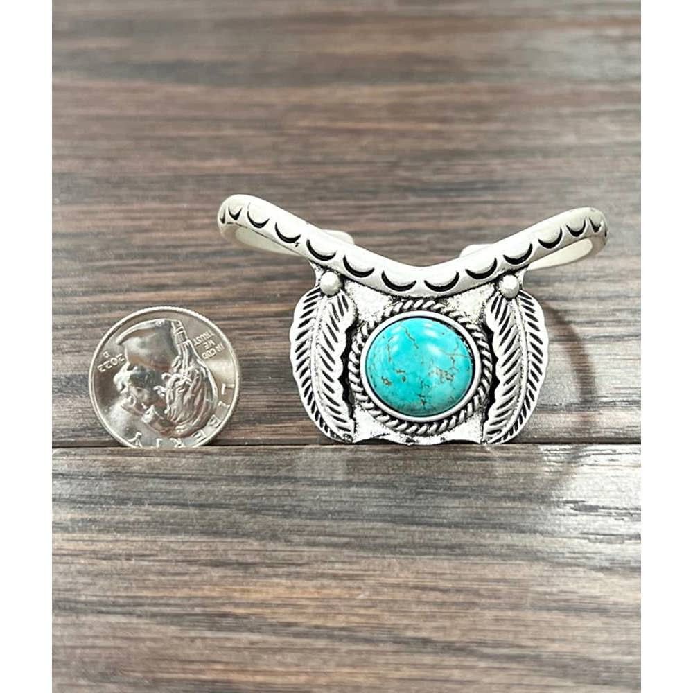 Other Turquoise Cuff Bracelet - Elegant Natural Stone Design, West Size ONE SIZE - 4 Thumbnail