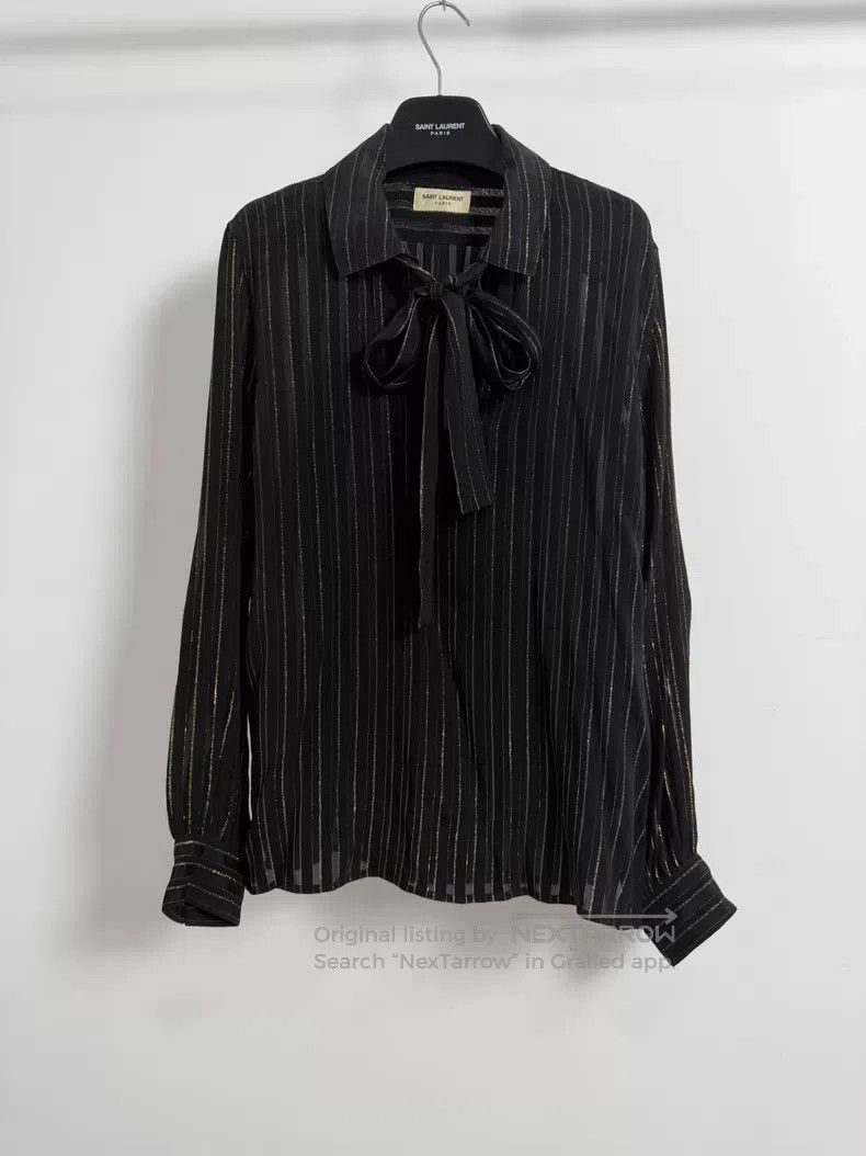 Saint Laurent Paris Saint Laurent Paris Size 38 Mulberry Silk Black and Gold S Size US M / EU 48-50 / 2 - 1 Thumbnail
