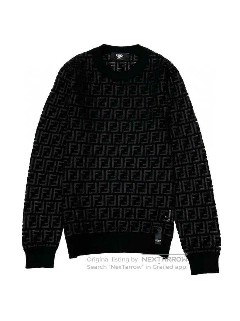 Fendi Fendi Black FF full print wool knitwear, classic style Size US S / EU 44-46 / 1 - 1 Thumbnail