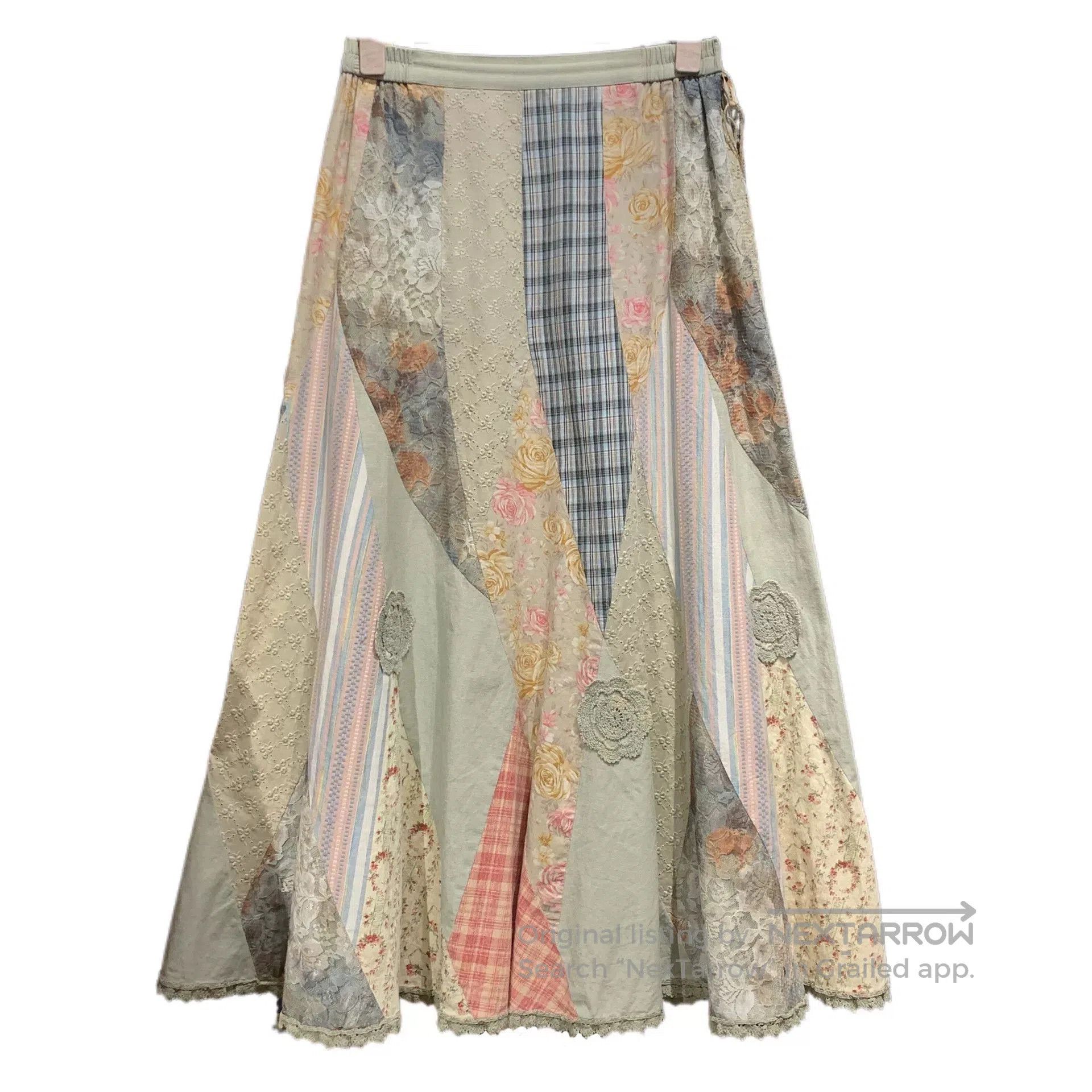 Mademoiselle Non Non Embroidered Patchwork Lace Skirt. Size 31" - 1 Thumbnail