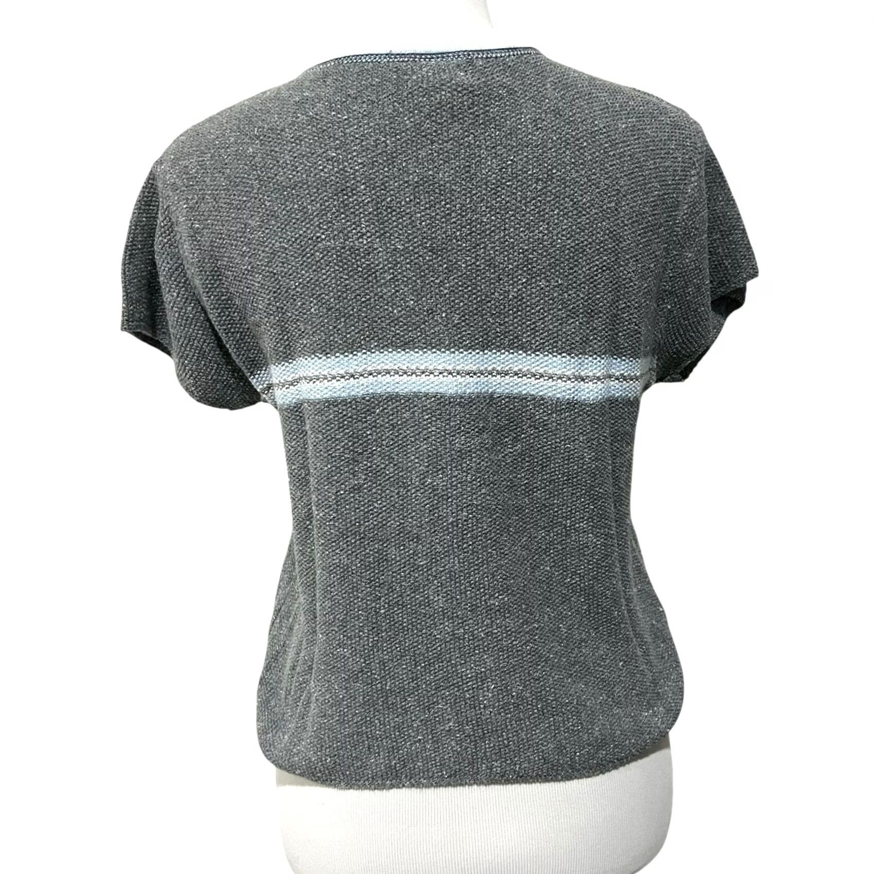 Vintage VINTAGE Grunge Chest Stripe Sweater Womens L Gray Blue 90s Skater Pullover Knit Blocked Pattern Size L / US 10 / IT 46 - 4 Thumbnail
