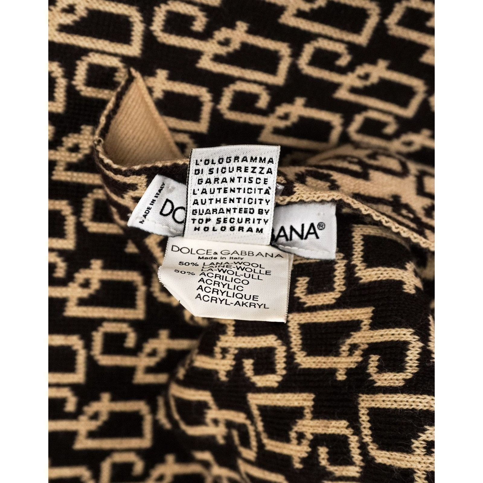 Dolce & Gabbana Dolce Gabbana Brown Monogram DG Logo Wool Scarf Size ONE SIZE - 6 Thumbnail