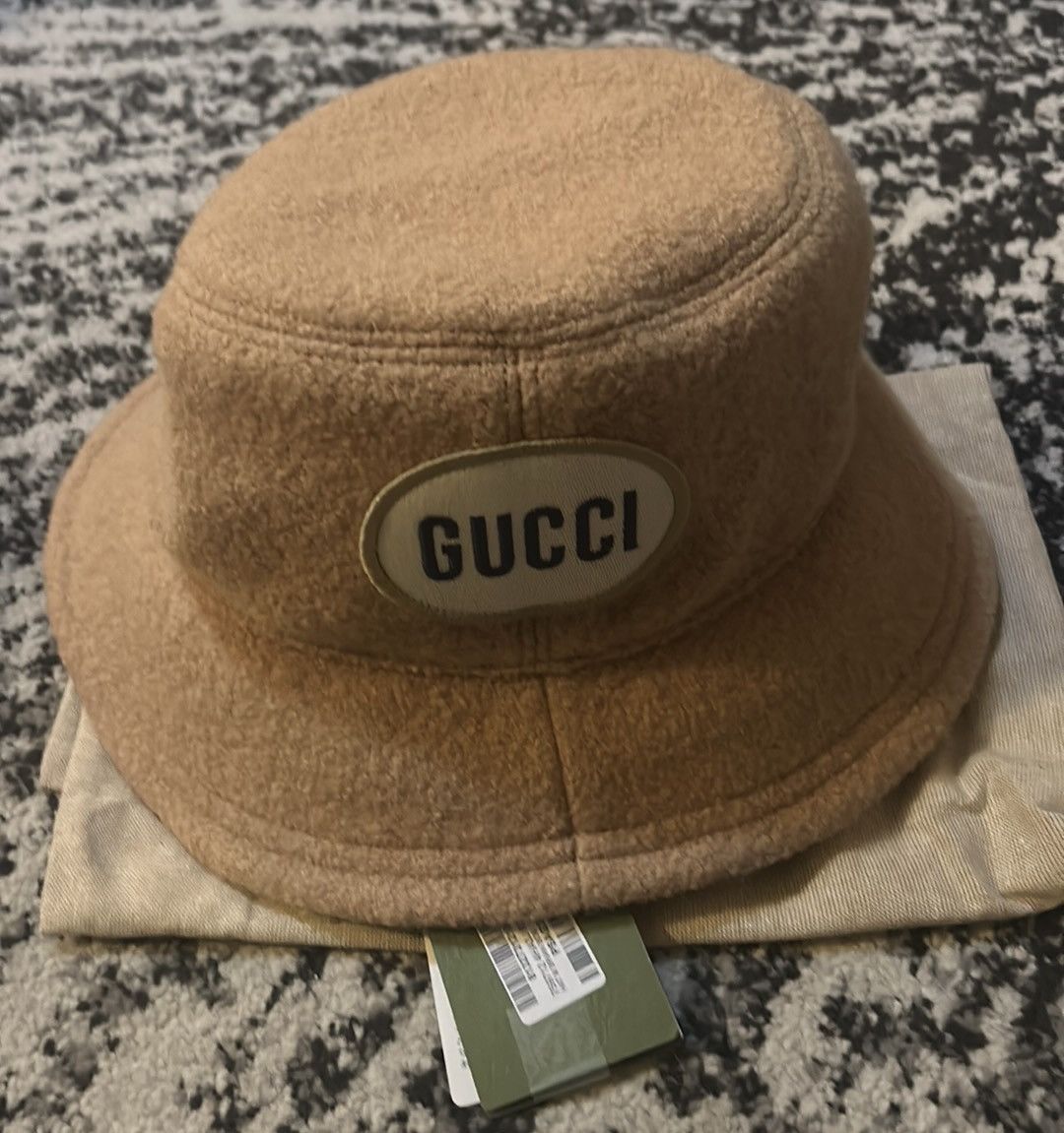 Gucci Gucci Felted Wool Bucket Hat with Patch Unisex Style L Size ONE SIZE - 4 Thumbnail