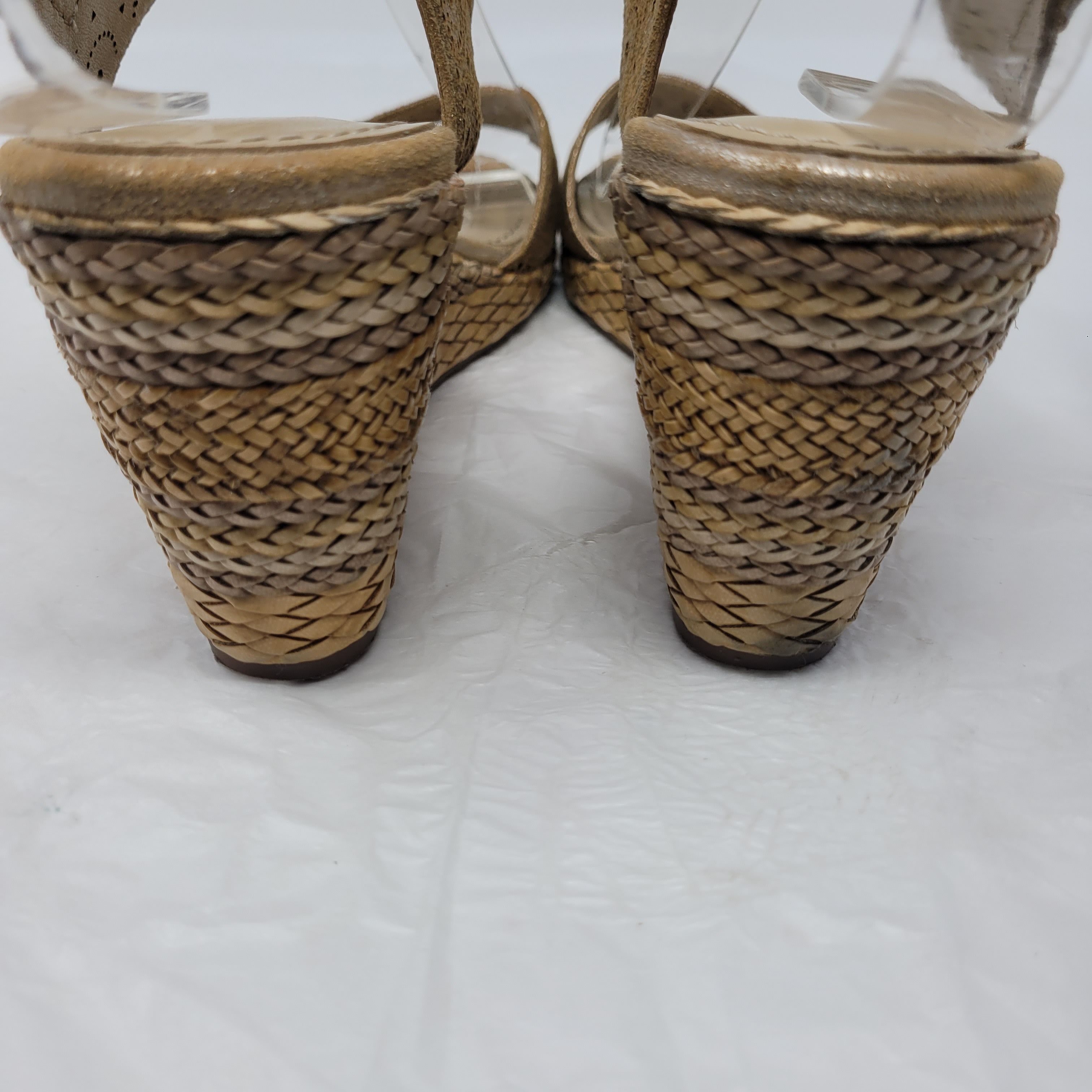 Johnston & Murphy Leather Gold Metallic Georgiana Wedge Sz 8 Espadrille Boho Size US 8 / IT 38 - 4 Thumbnail