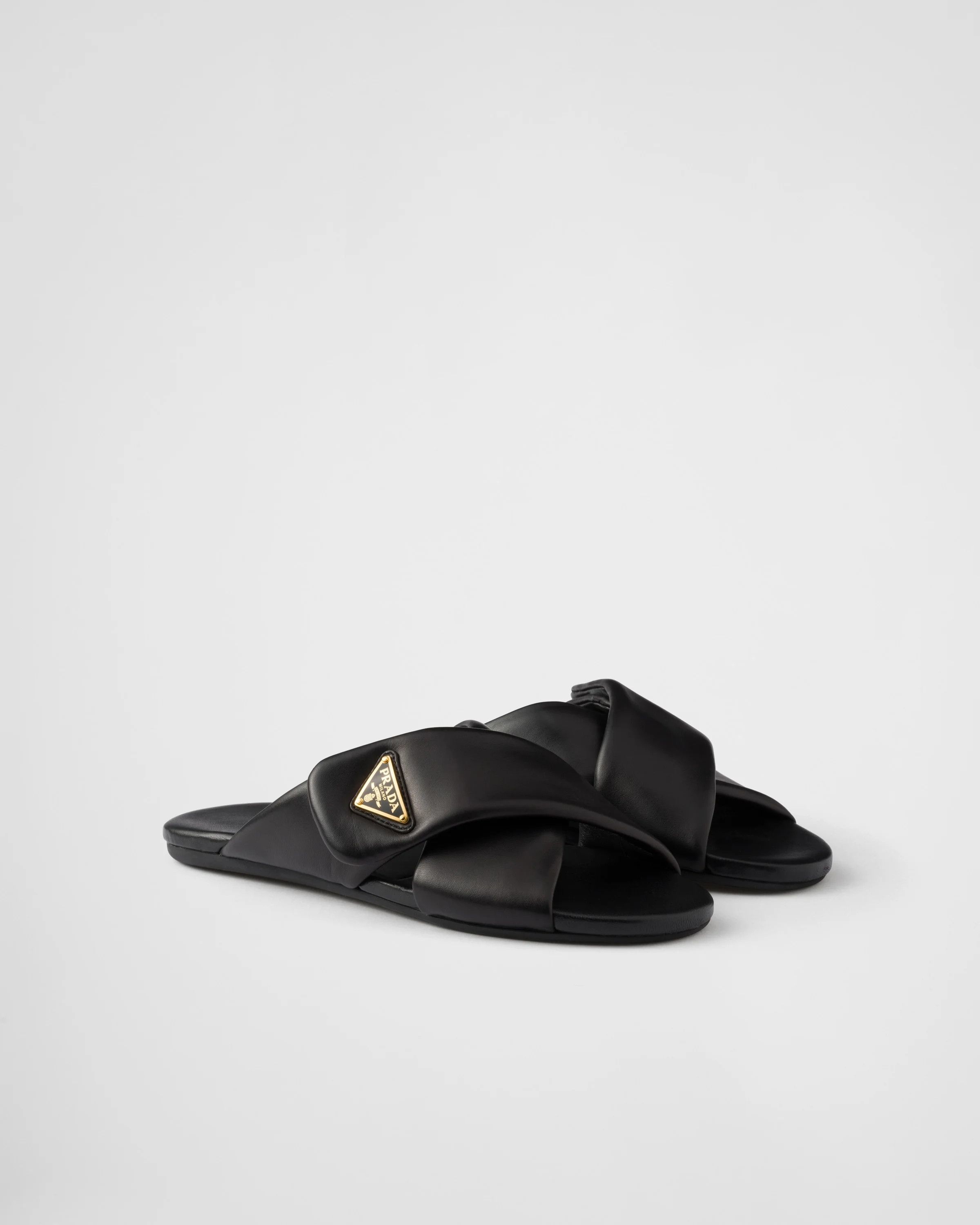 Prada o1B3y1r0526 Padded Nappa Leather Slides in Black Size US 11 / IT 41 - 2 Thumbnail