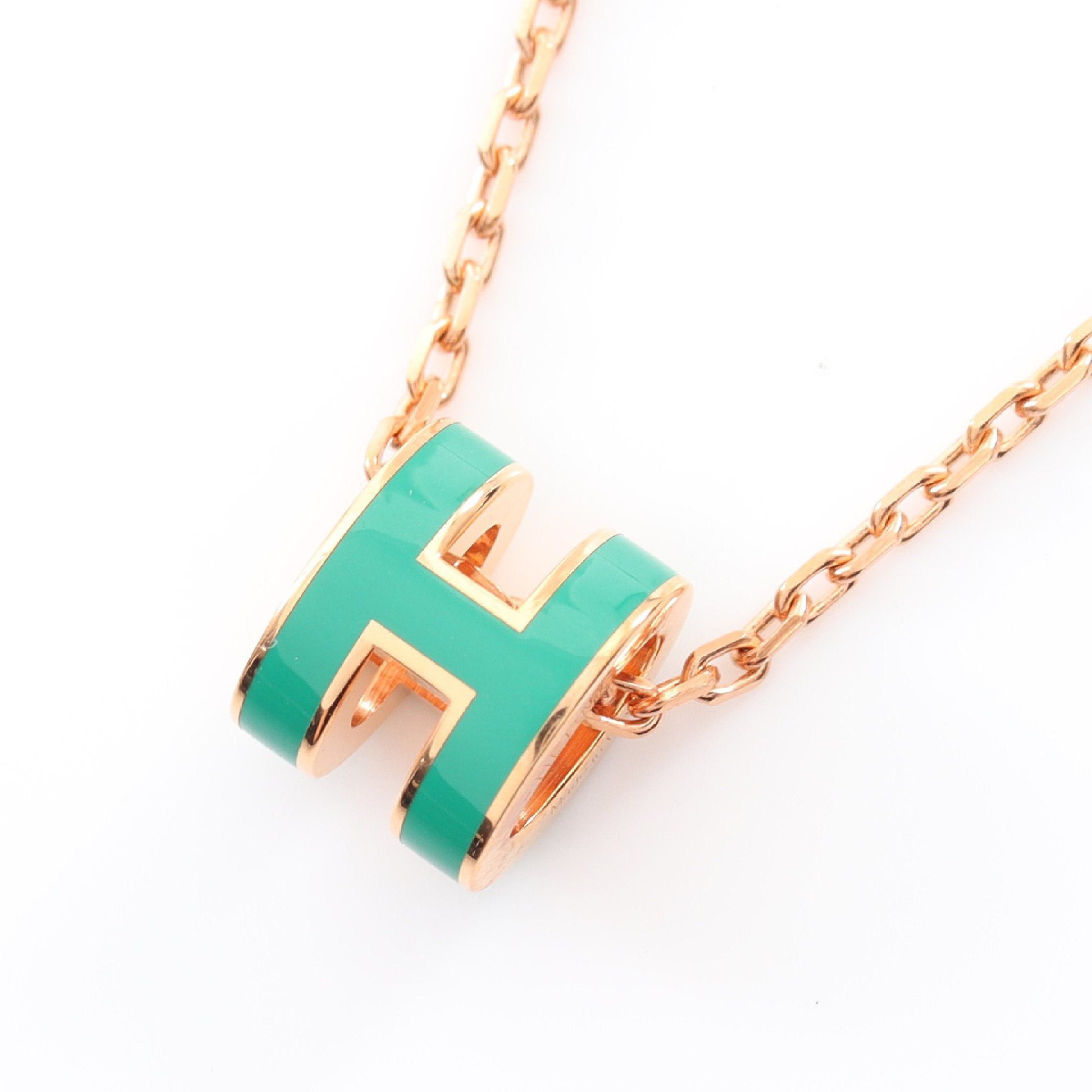 m*1様 Hermes mini pop H ピンクゴールド　グリーン Hermes Hermes Mini Pop H Necklace Gp Pink Gold Green | Grailed