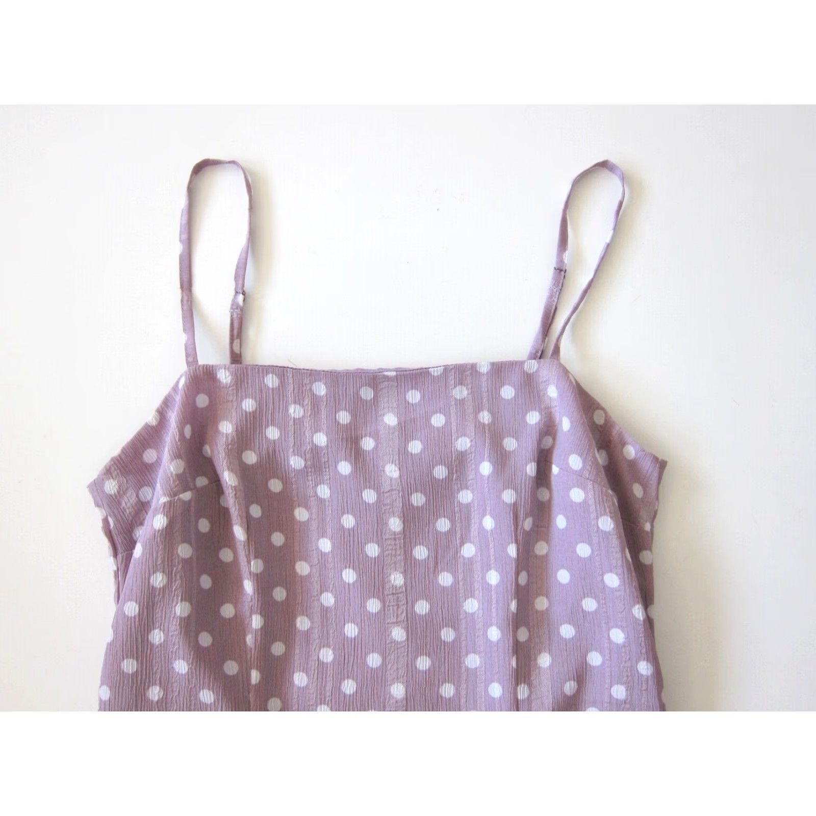 Vintage Showpo. Purple White Polka Dot Spaghetti Strap Tank Dress 2/S Size XS / US 0-2 / IT 36-38 - 3 Thumbnail