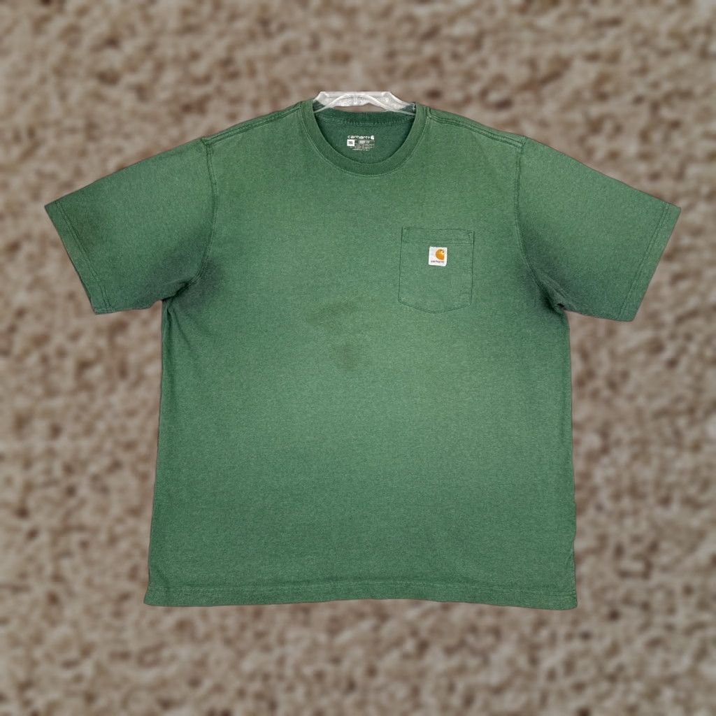 Carhartt Carhartt Mens 2XL Green Crew Neck Short Sleeve Pocket T-Shirt Workwear Tagless Logo - 2XL Size US XXL / EU 58 / 5 - 1 Thumbnail