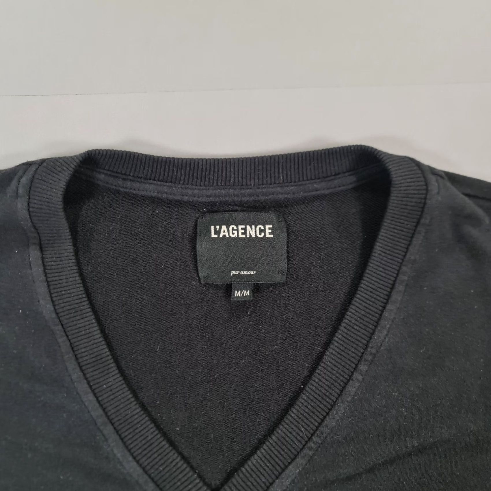 L'AGENCE L'AGENCE Jumper Womens Pullover V-Neck Black M Cotton Blend Knit Long Sleeve Made In USA Size M / US 6-8 / IT 42-44 - 2 Thumbnail