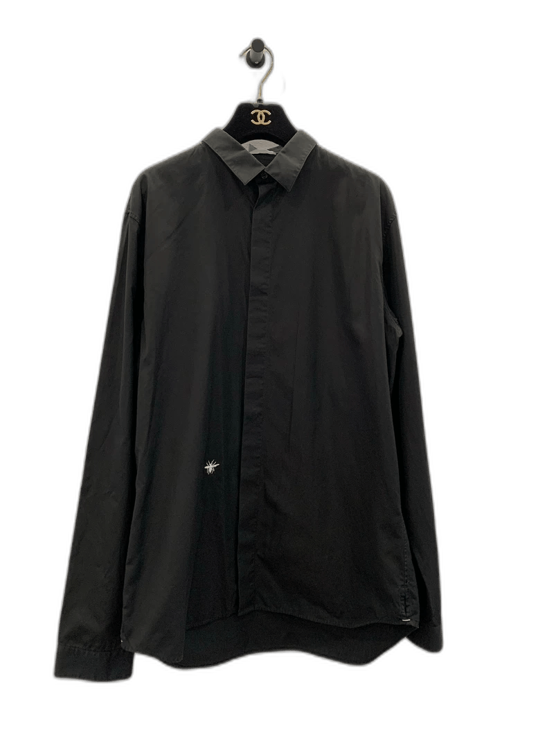 Dior × Hedi Slimane Black Cotton Shirt With White Bee | Grailed