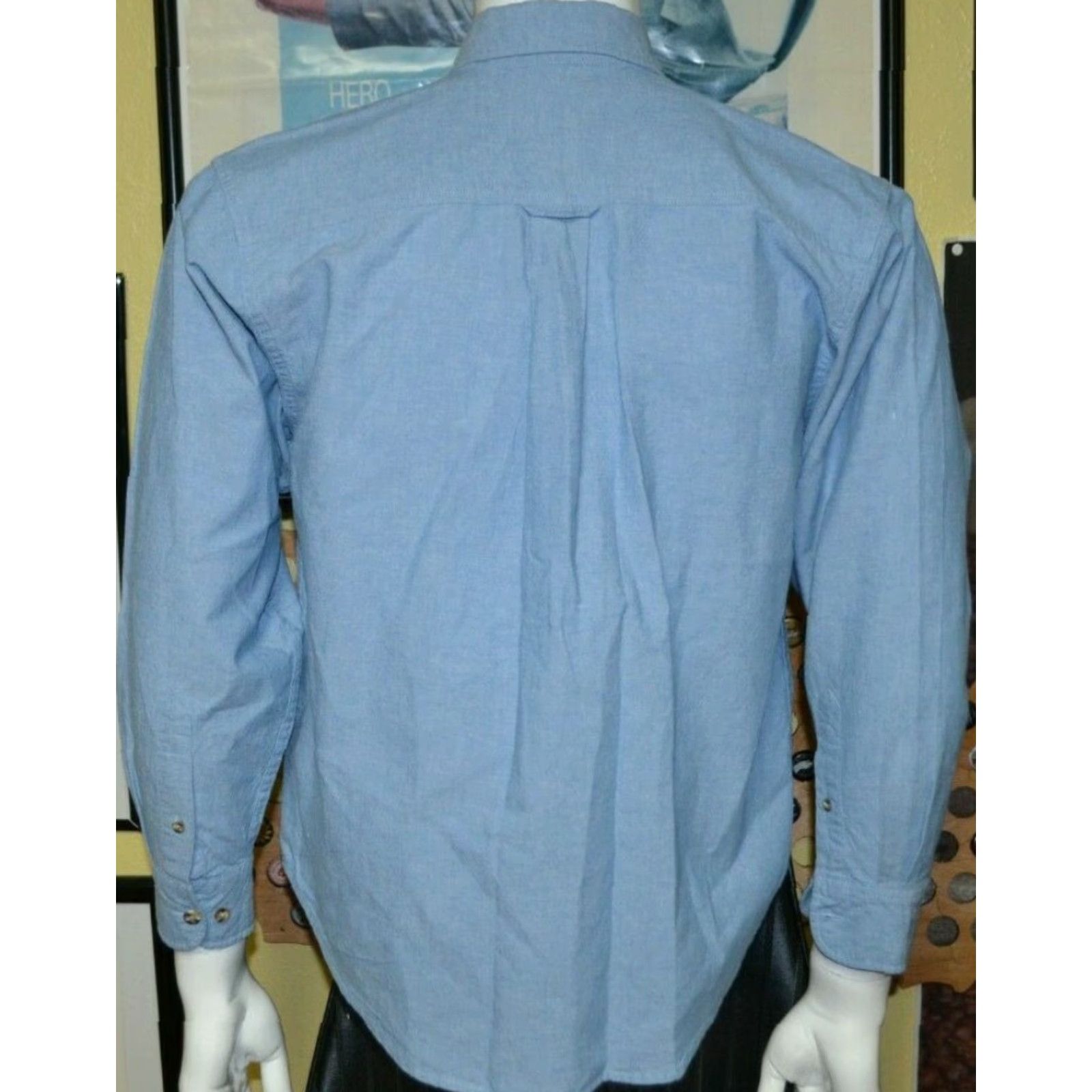 Denime VINTAGE Black Swamp Bird Observatory Long Sleeve Denim Shirt XS XSmall Blue Button-Down Collar Men 100% Cotton Size US XS / EU 42 / 0 - 3 Thumbnail