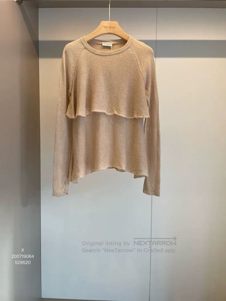 Brunello Cucinelli Brunello Cucinelli Khaki Linen Sequin Sweater Size S / US 4 / IT 40 - 1 Thumbnail