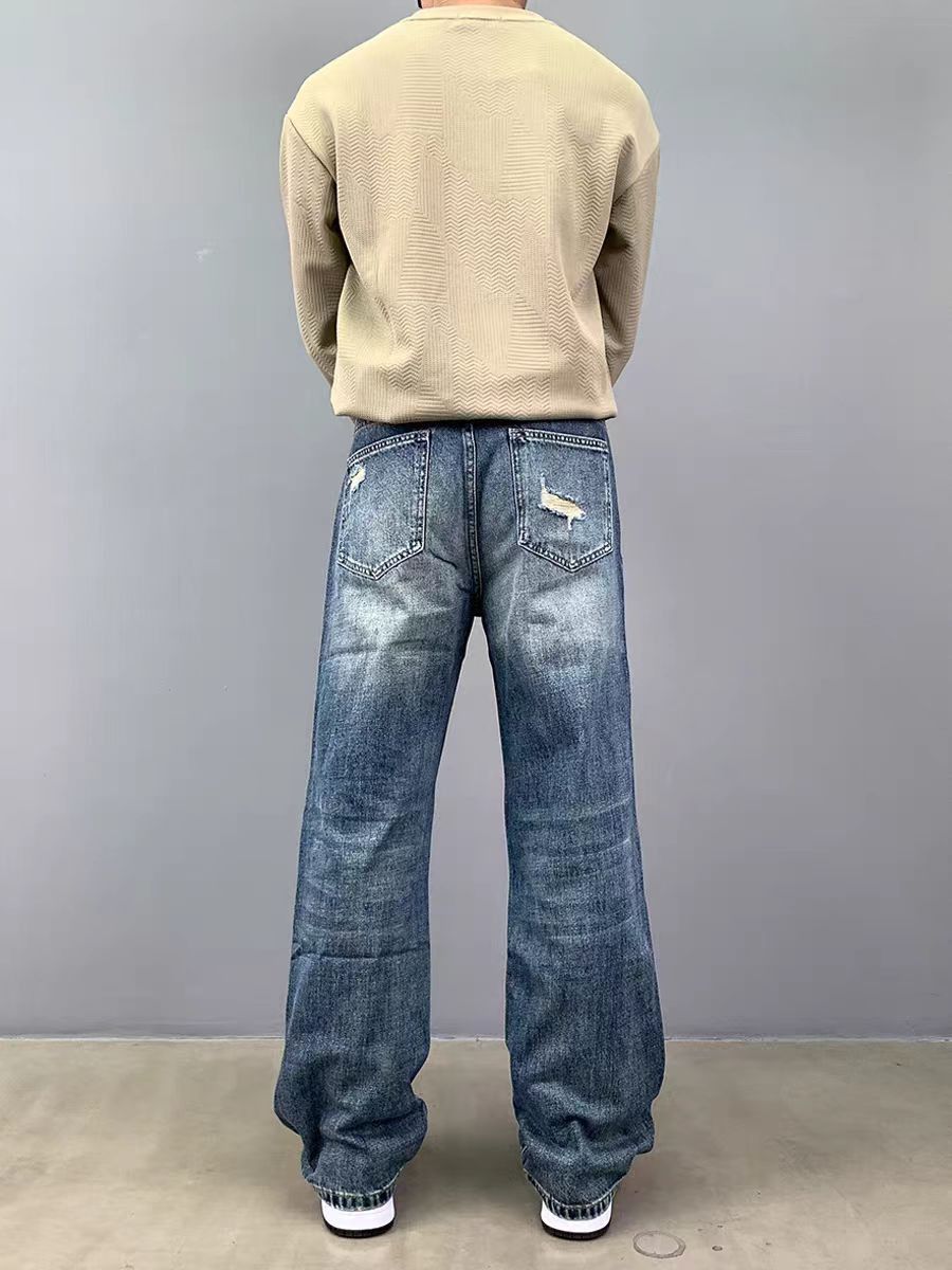 Japanese Brand × Vintage Washed and Aged Hole Patch Loose Hip Hop Jeans Size US 34 / EU 50 - 4 Thumbnail