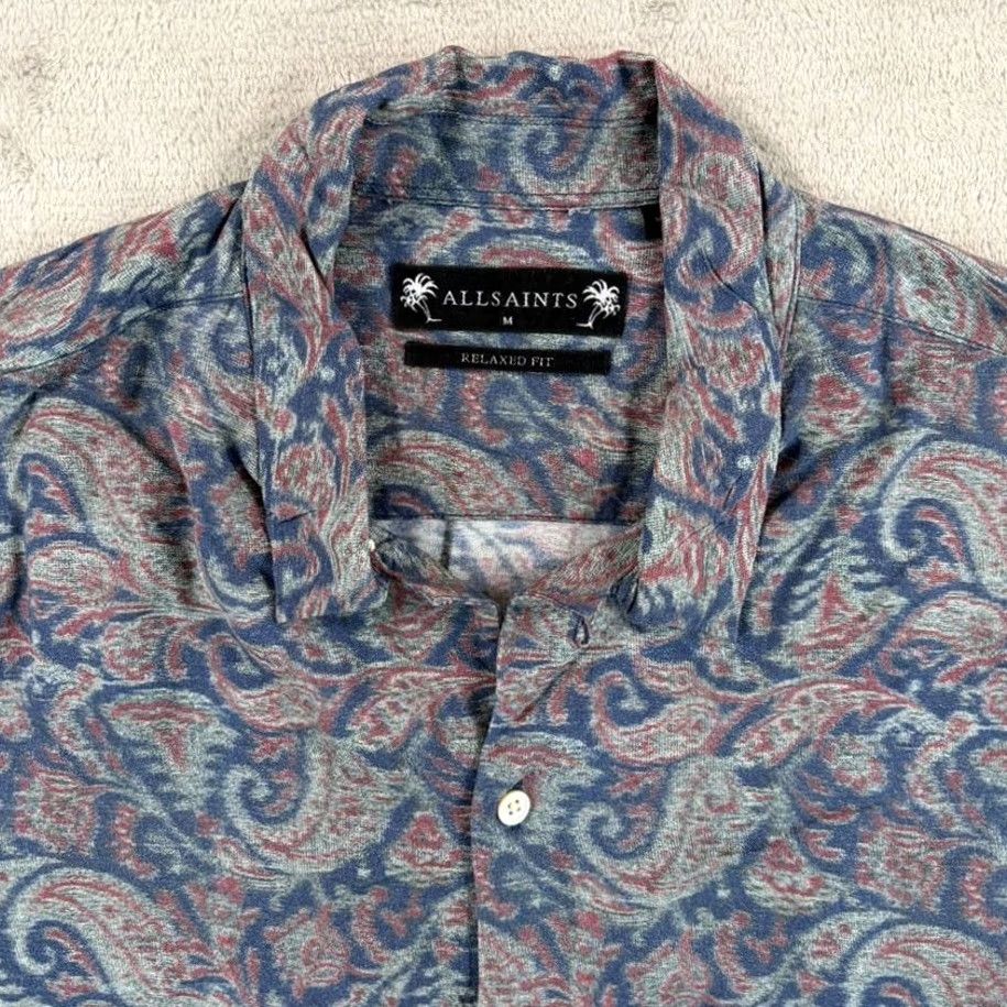 Allsaints VINTAGE? NO — ALLSAINTS Transmission Relaxed Fit Shirt Men Medium Paisley Floral Loop Collar Shirt Size US M / EU 48-50 / 2 - 3 Thumbnail