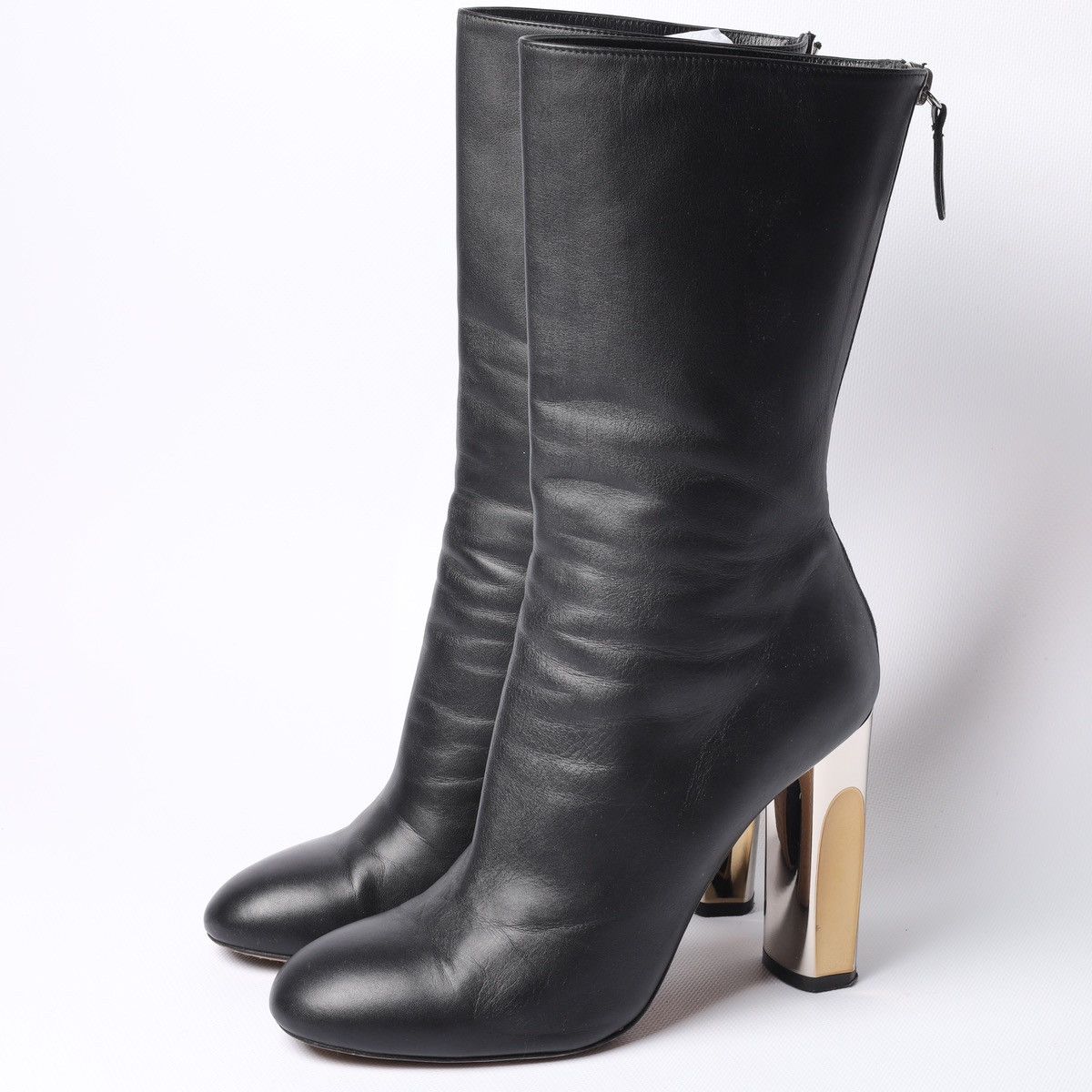 Alexander McQueen Alexander McQueen Black Mid-Calf Leather Boots Shoes Size US 7.5 / IT 37.5 - 6 Thumbnail