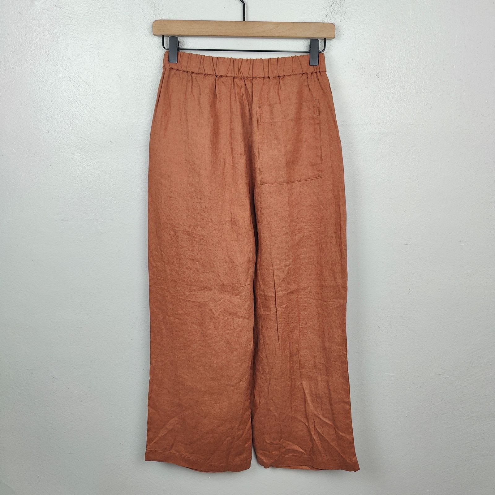 Muji Muji Linen Pants Womens Small Orange Tan Wide Leg Preppy Size 27" / US 4 / IT 40 - 6 Thumbnail