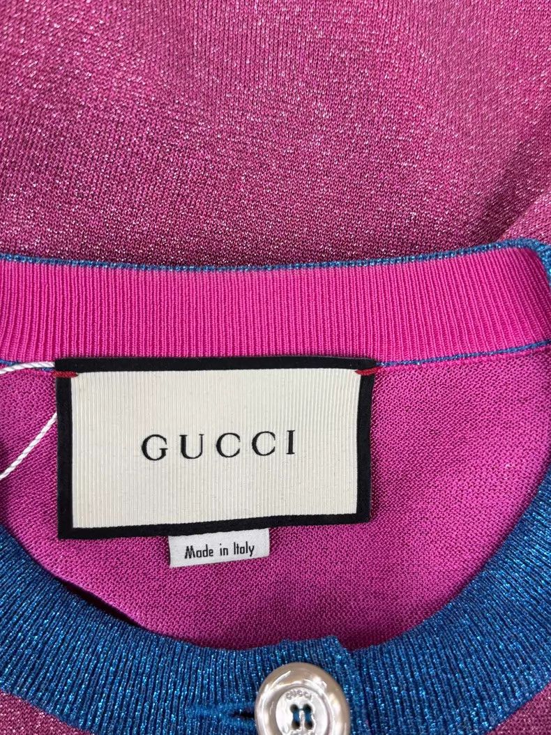 Gucci Gucci Pink and green bright line cat head knitted cardigan Size M / US 6-8 / IT 42-44 - 4 Thumbnail