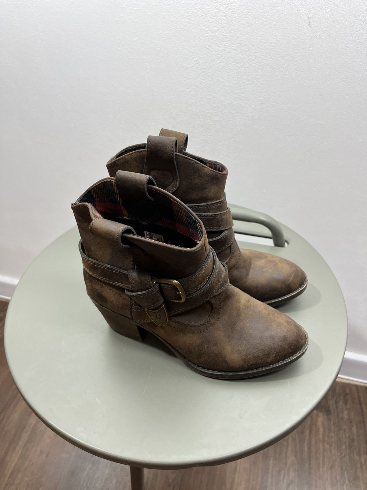 Other Brown Western Ankle Boots Buckle Strap Distressed Heel US5.5 Size US 5.5 / IT 35.5 - 8 Thumbnail