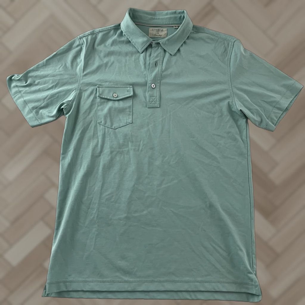 Vintage Linksoul Short Sleeve Polo Shirt Men's M Green Solid Button-Up Shirt Size US M / EU 48-50 / 2 - 1 Thumbnail