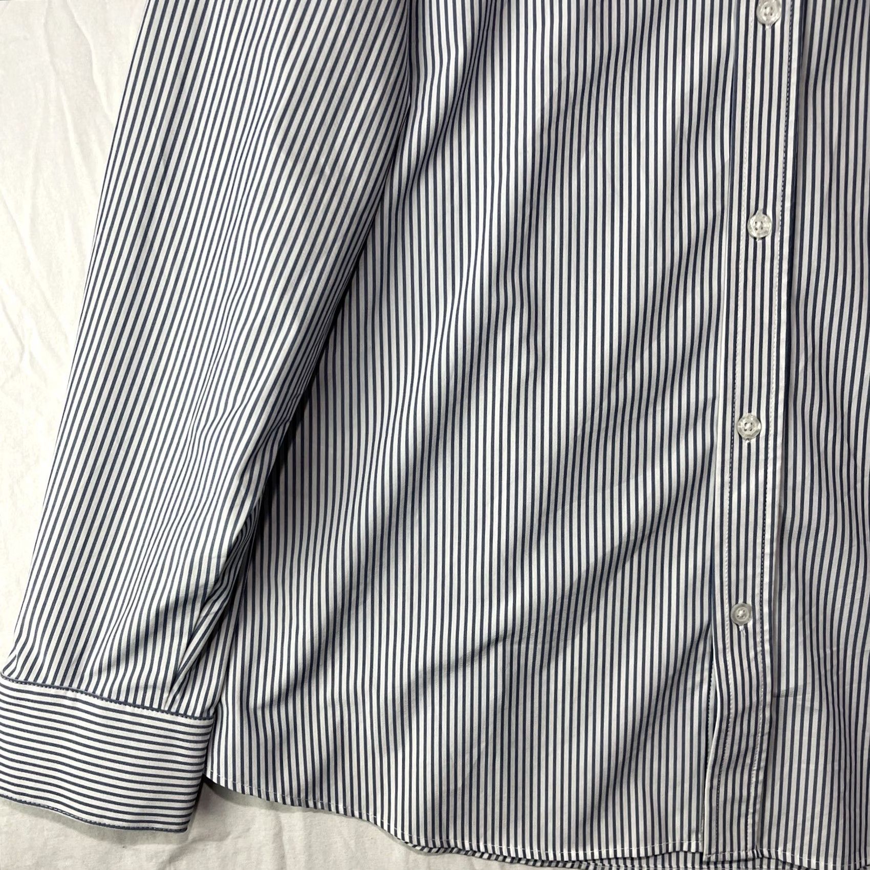 Mizzen+Main Mizzen+Main Shirt Mens XL Blue Button Up Striped Leeward Trim Fit Leeward Striped Size US XL / EU 56 / 4 - 5 Thumbnail