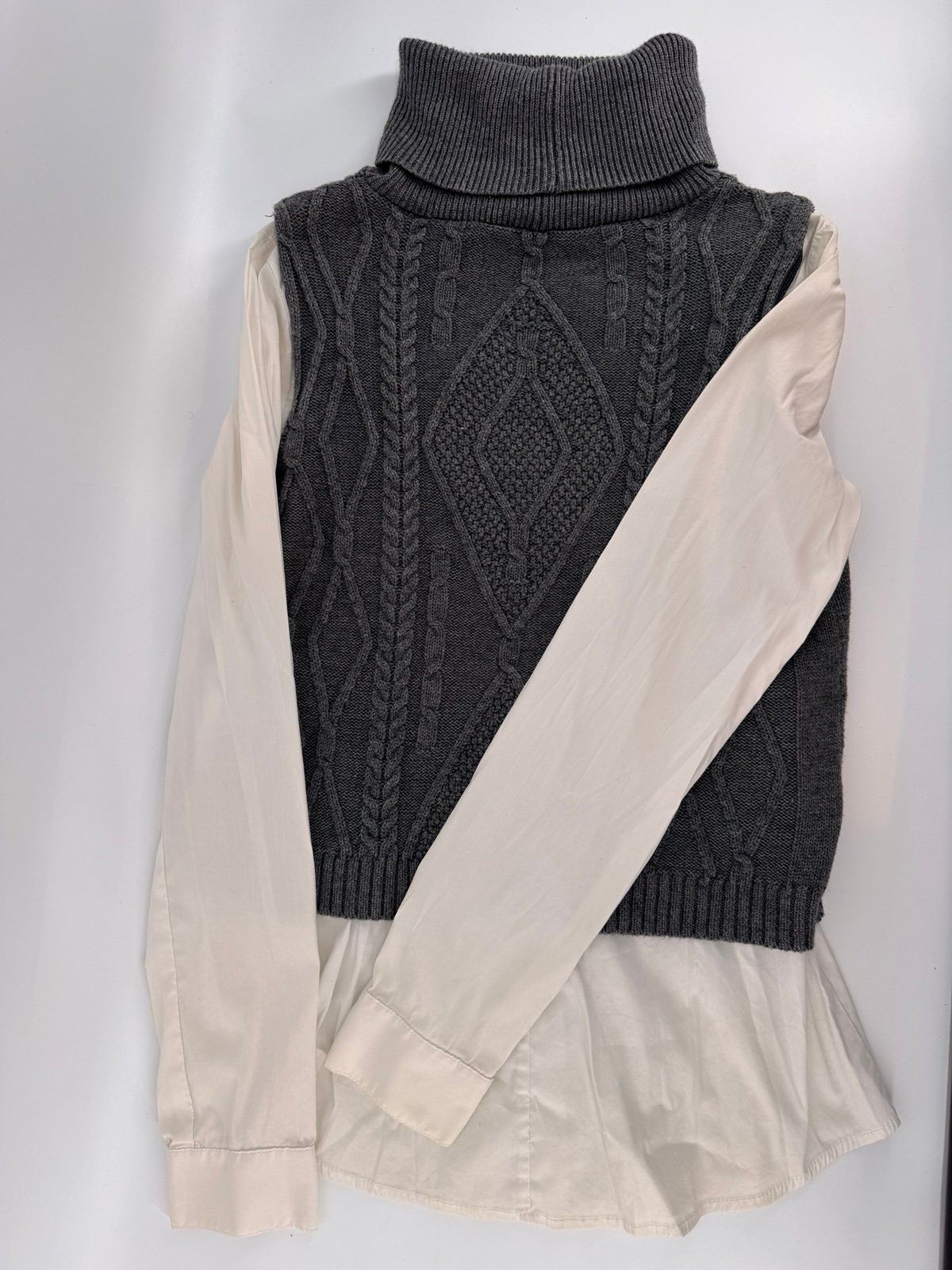 Bailey 44 Bailey 44 Back Tie Whit Gray Cable knit Sweater Top Small. Size S / US 4 / IT 40 - 4 Thumbnail
