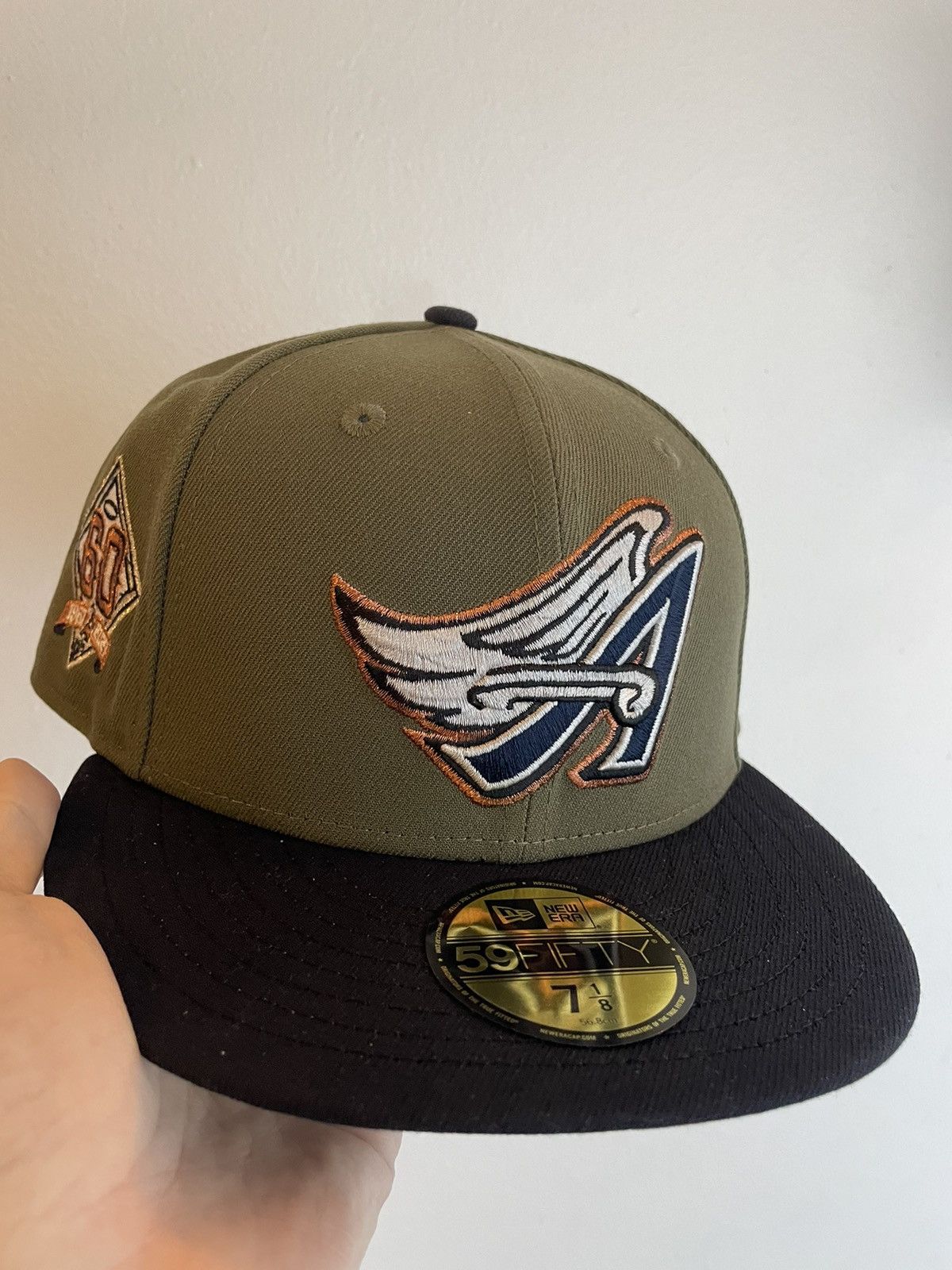 image of Myfitteds x New Era Hat Club Noho Exclusive Los Angeles Angels 60 Years Patch S in Green, Men's