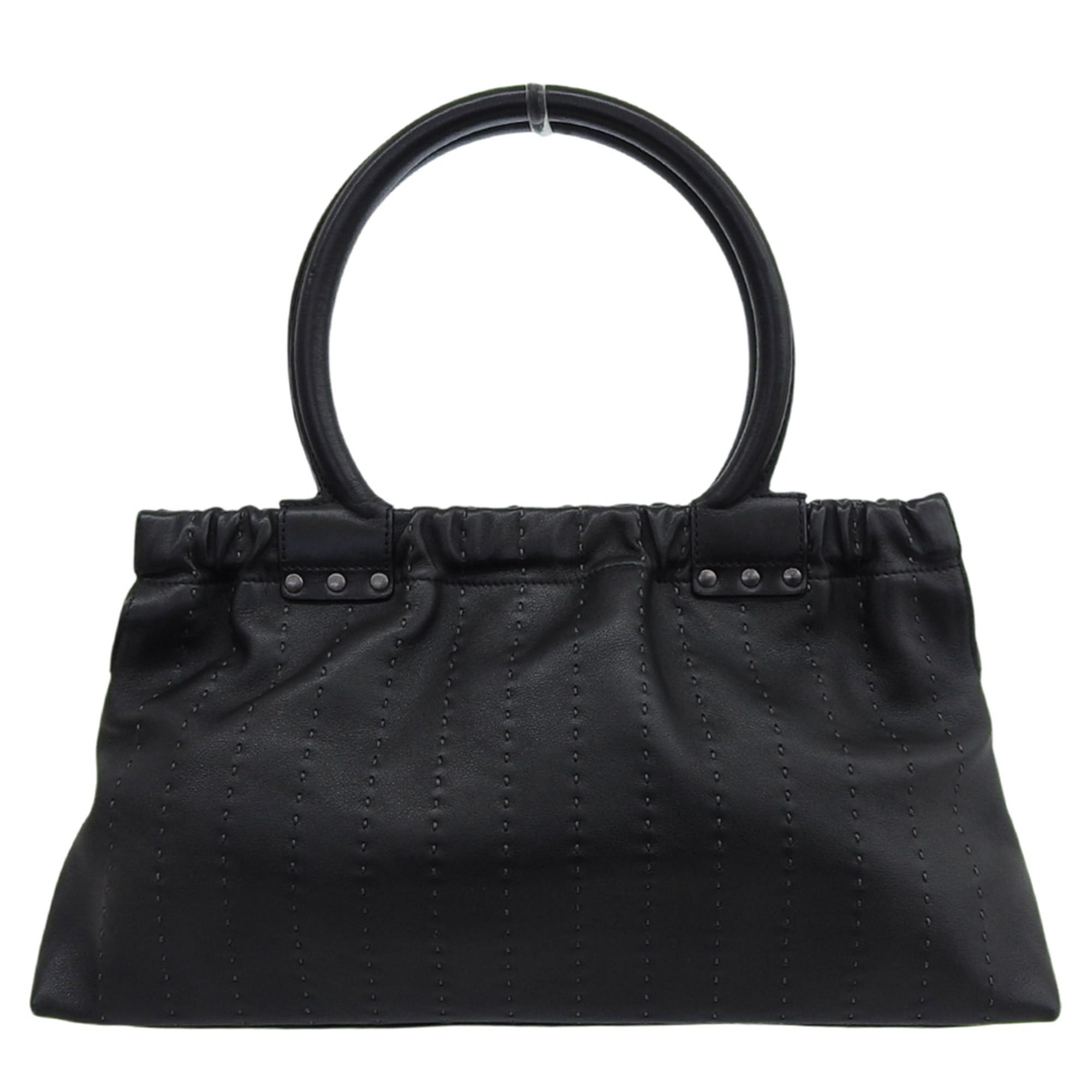 Salvatore Ferragamo Leather Stitched Handbag for Women in Black