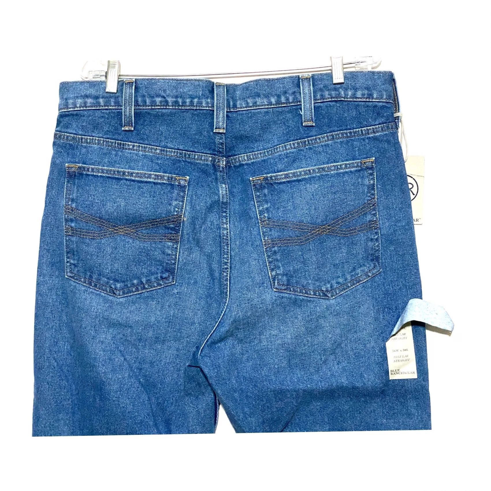 Vintage Blue Ranchwear Jeans Men's 36 Straight Regular Light Medium Wash Denim 5-Pocket Western Cowboy 30 Inseam Rise High 13.5 in Regular Fit Vintage No Size US 36 / EU 52 - 3 Thumbnail