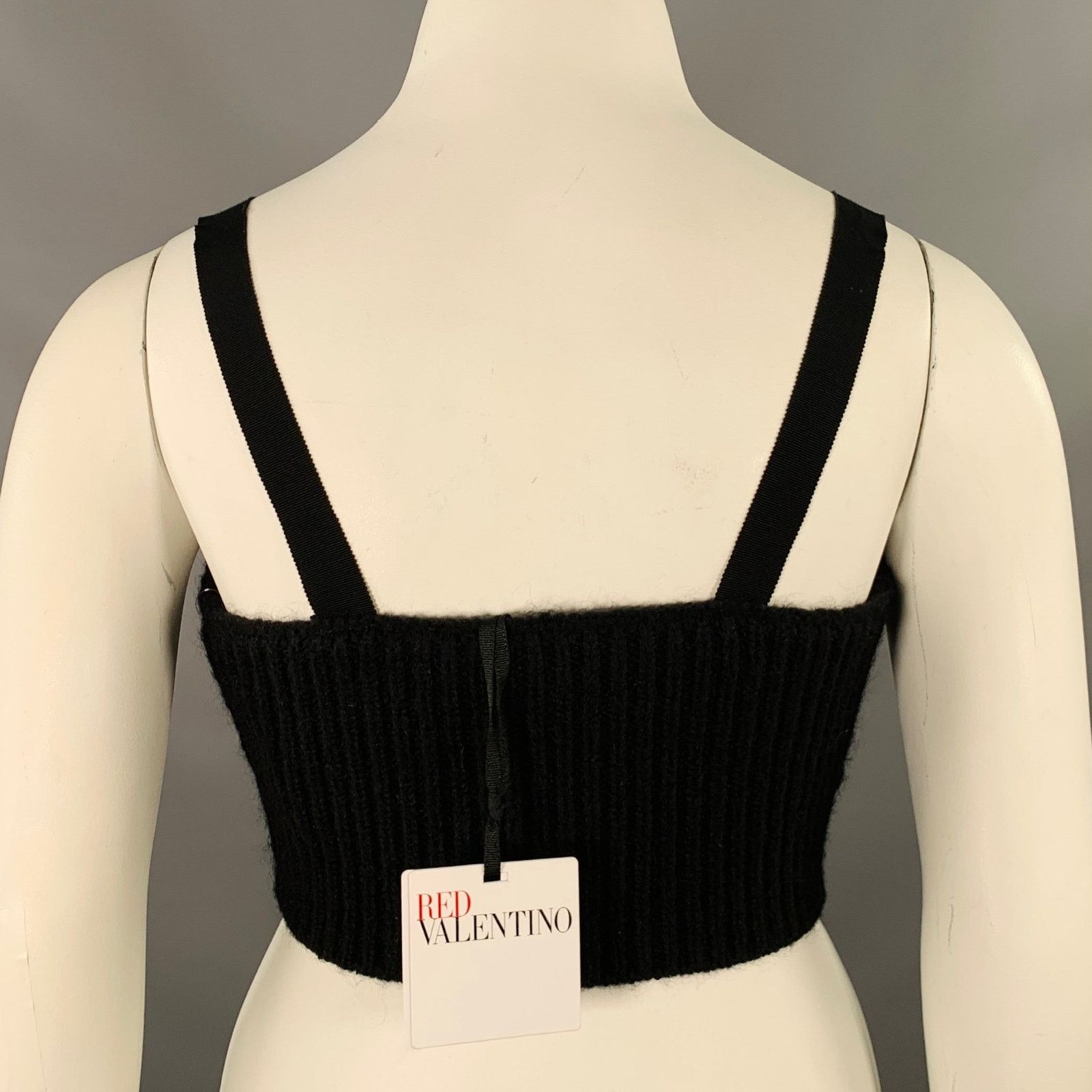 Valentino VALENTINO Size L Black Mohair Blend Knit Bustier Casual Top Size L / US 10 / IT 46 - 3 Thumbnail