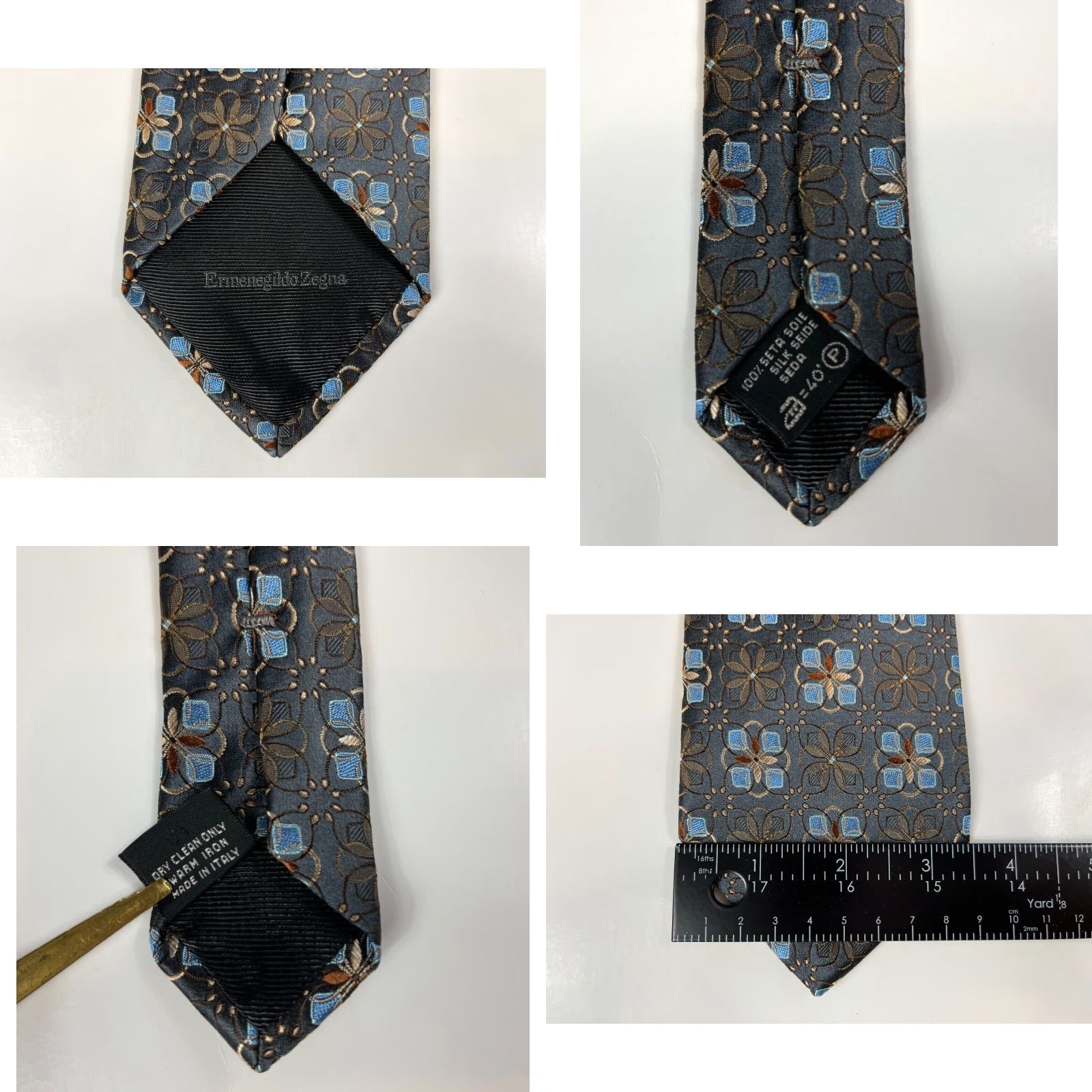 Ermenegildo Zegna VINTAGE Men's Ermenegildo Zegna Floral Luxury Silk Tie Made in Italy Size ONE SIZE - 8 Thumbnail