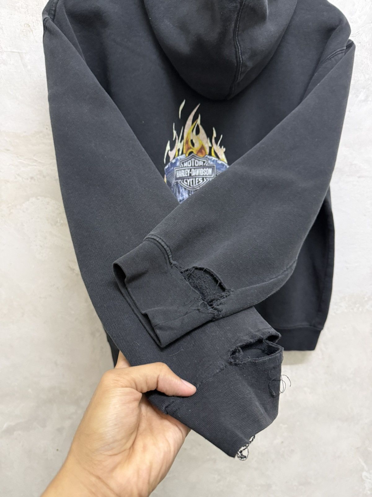 Harley Davidson 2000s Sunfaded Distressed Harley Davison Zipper Hoodie Size US M / EU 48-50 / 2 - 8 Thumbnail