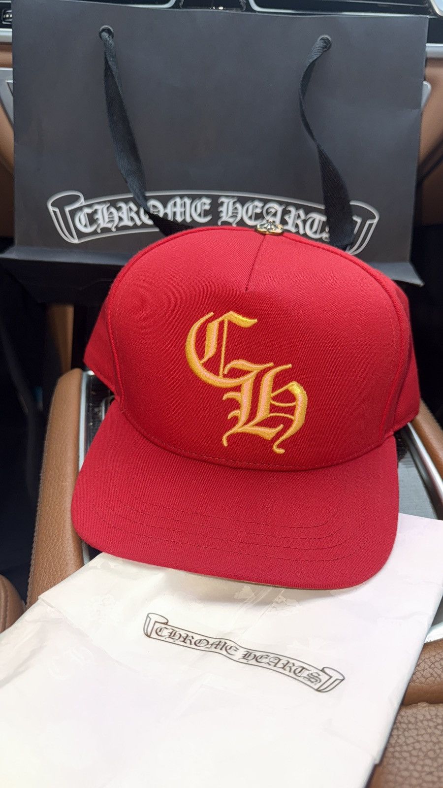 Chrome Hearts Chrome Hearts C H Baseball Hat - Red / Yellow Brand Size ONE SIZE - 3 Thumbnail