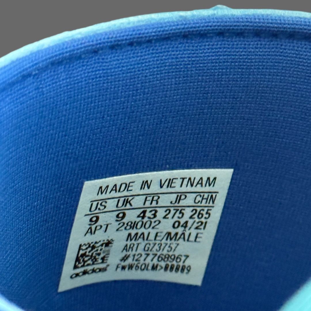 Ninja x Adilette Boost Slide 'Time In Blue Signal Cyan' Sz 9