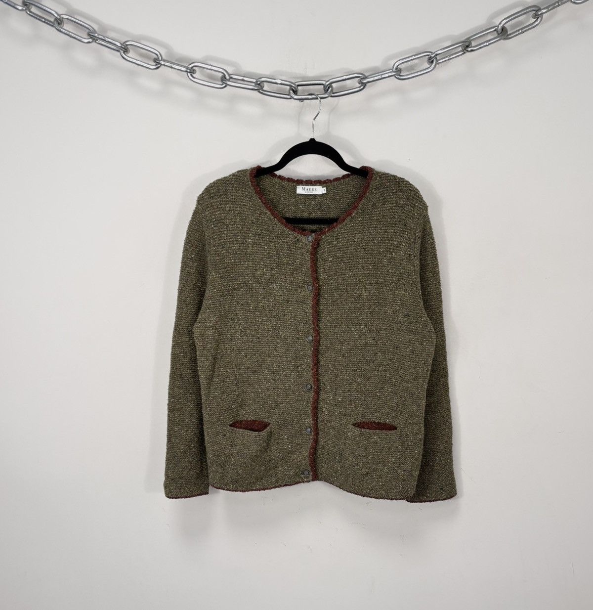 Other Maerz Muenchen Women’s Khaki Wool Blend Cardigan Sweater Size XL / US 12-14 / IT 48-50 - 1 Thumbnail