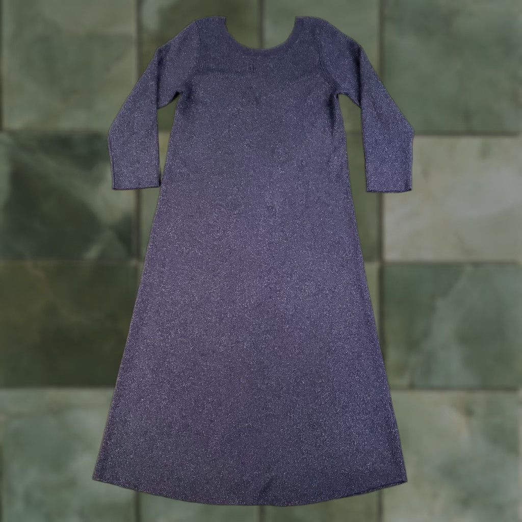 Anthropologie Anthropologie Selena Dress Women XL Blue Shimmer Knit Midi Dip Back Ribbed Size XL / US 12-14 / IT 48-50 - 1 Thumbnail