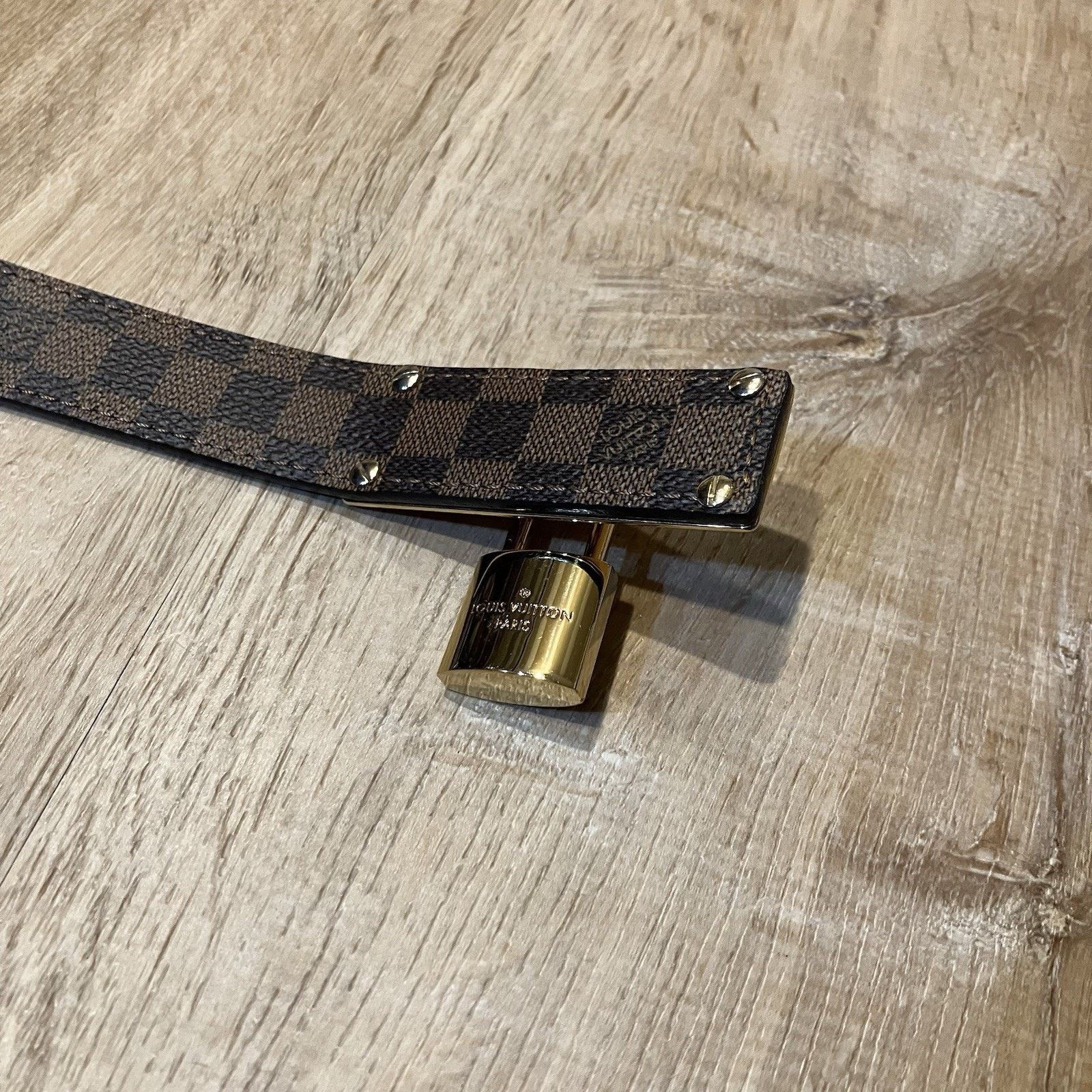 Louis Vuitton Louis Vuitton Lock Me Padlock Kelly Belt Monogram LV Brown Size ONE SIZE - 7 Thumbnail